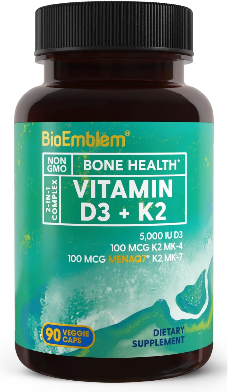 Detalle de BioEmblem Vitamin D3 K2 Capsules, 5,000 IU