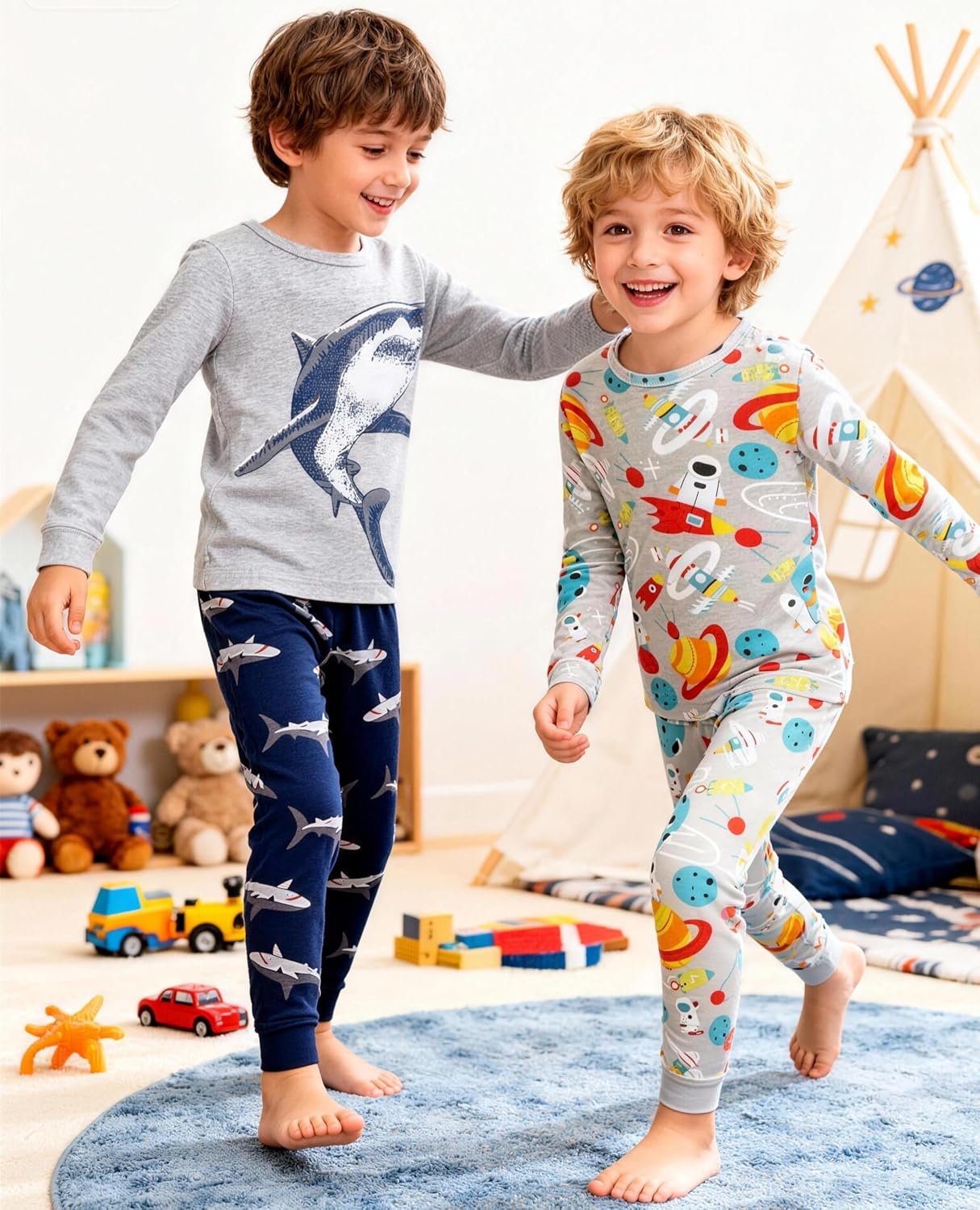 Thumbnail 1 de SOIBEEN Jungen-Pyjama-Set Dinosaurier (4-teilig), Baumwolle – Langarm für 1 bis 12 Jahre