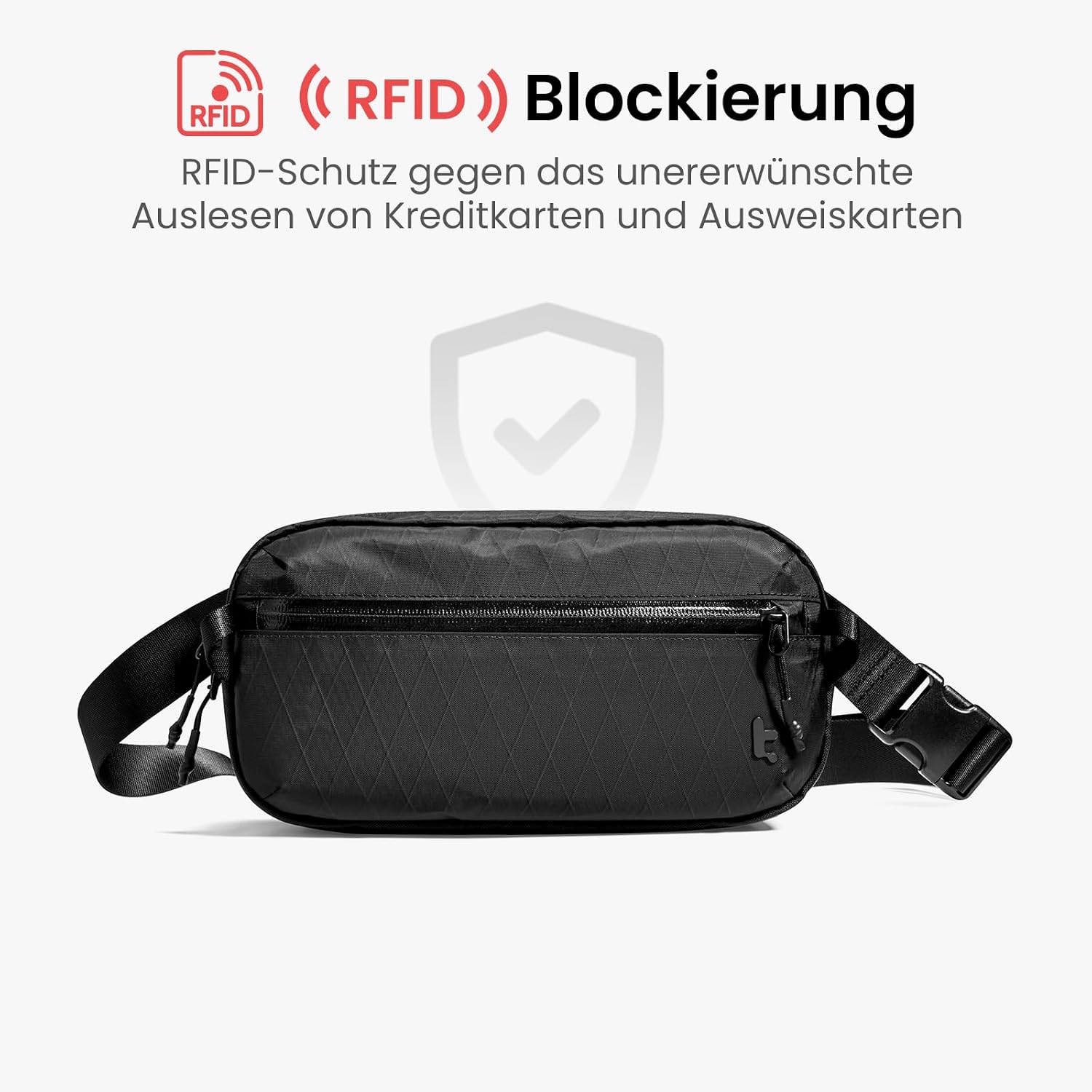 Detalle de tomtoc X-Pac Sling Bag 3,5L für Nintendo Switch 2 – Leichte RFID-Schutz Schultertasche in Schwarz