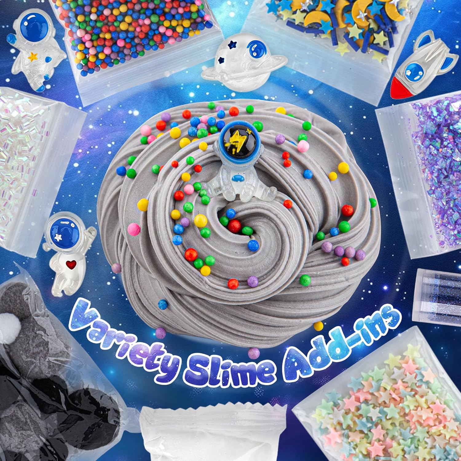 Thumbnail 1 de Astronaut Galaxy Slime for Kids: Big 300ml Slime Bucket with 9 Add-ins