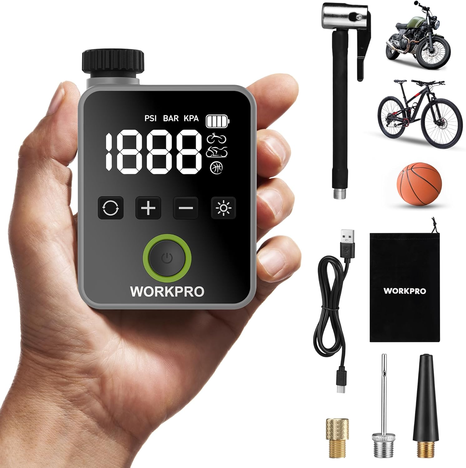 WORKPRO Mini Compresseur d’Air 140 PSI