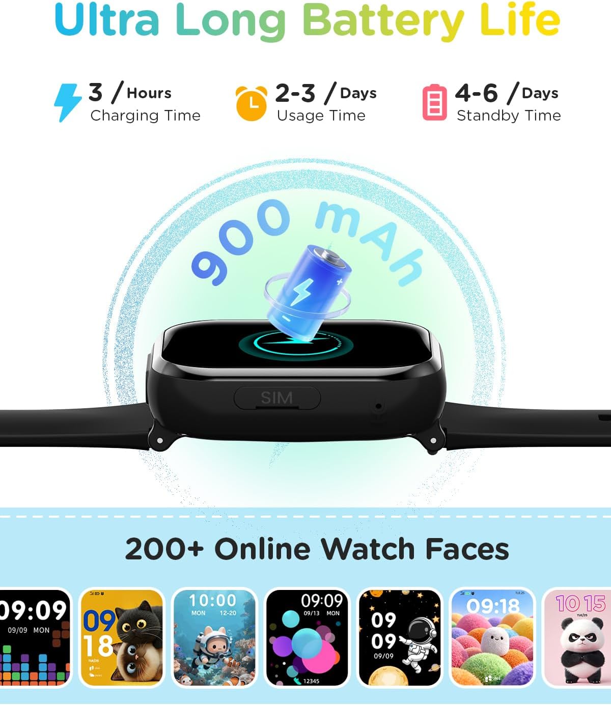 Thumbnail 5 de Montre connectée enfant 4G avec GPS, appels vidéo HD et SOS – couleur bleu