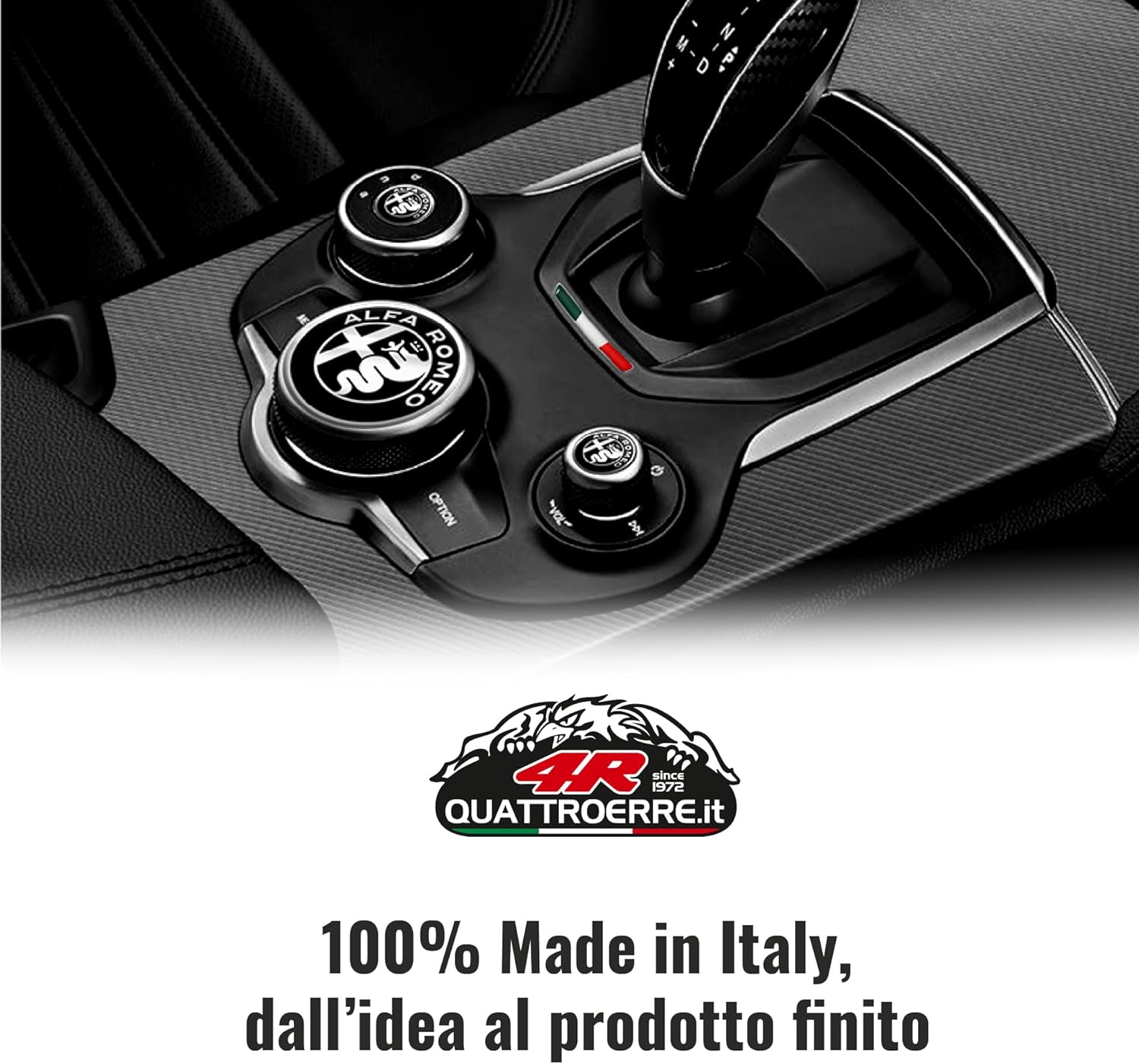 Detalle de Kit d'autocollants Alfa Romeo 3D – Logos et drapeau Italie pour intérieur Giulia/Stelvio (réf. 32772)