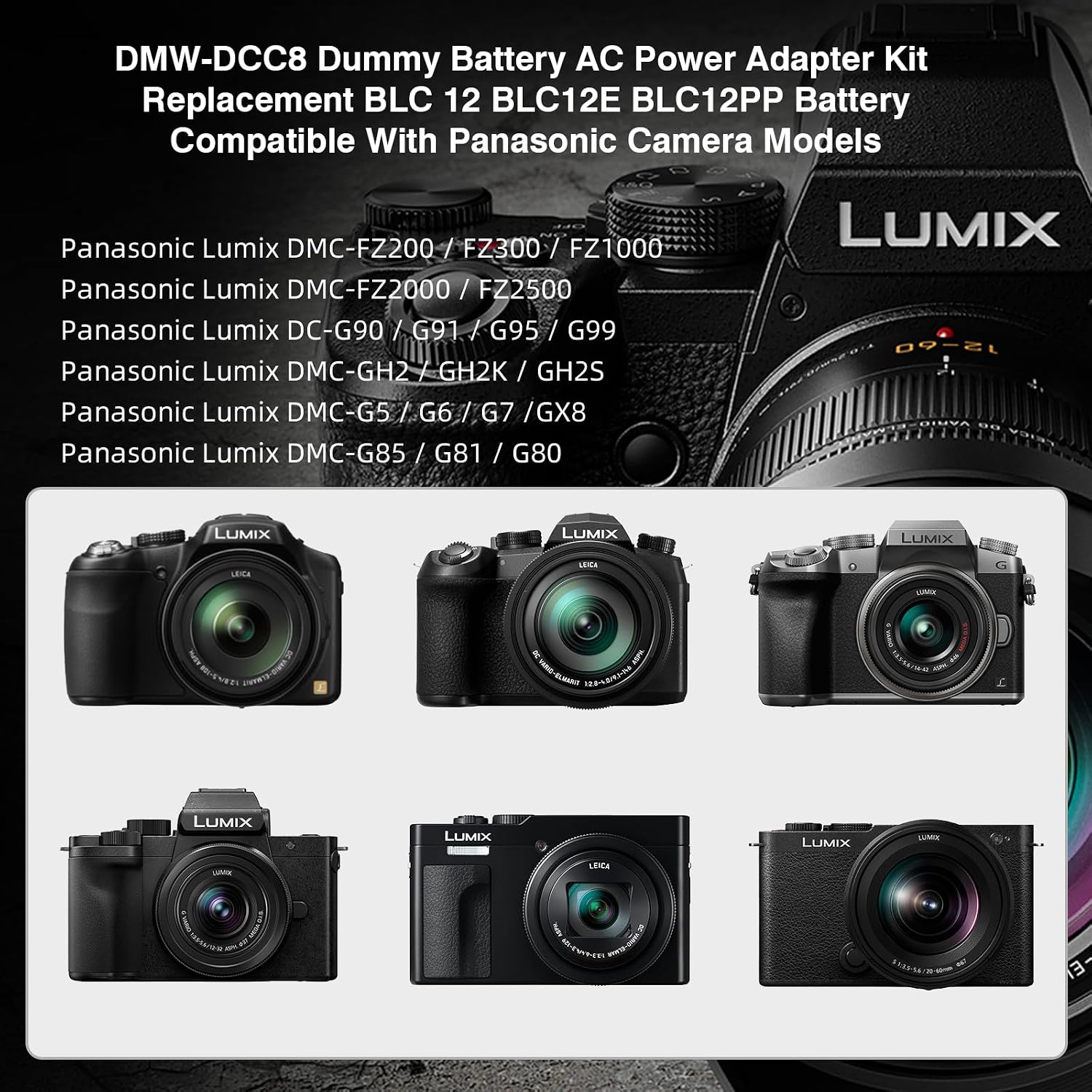Detalle de F1TP DMW-AC8 AC Power Adapter + DCC8 Dummy Battery Coupler for Panasonic Lumix cameras