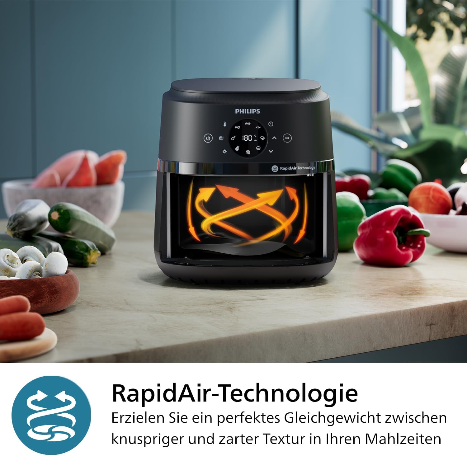 Thumbnail 4 de Philips Airfryer 2000 Series Standard 6.2L NA230/00 – Heißluftfritteuse mit Sichtfenster, Touchscreen & RapidAir