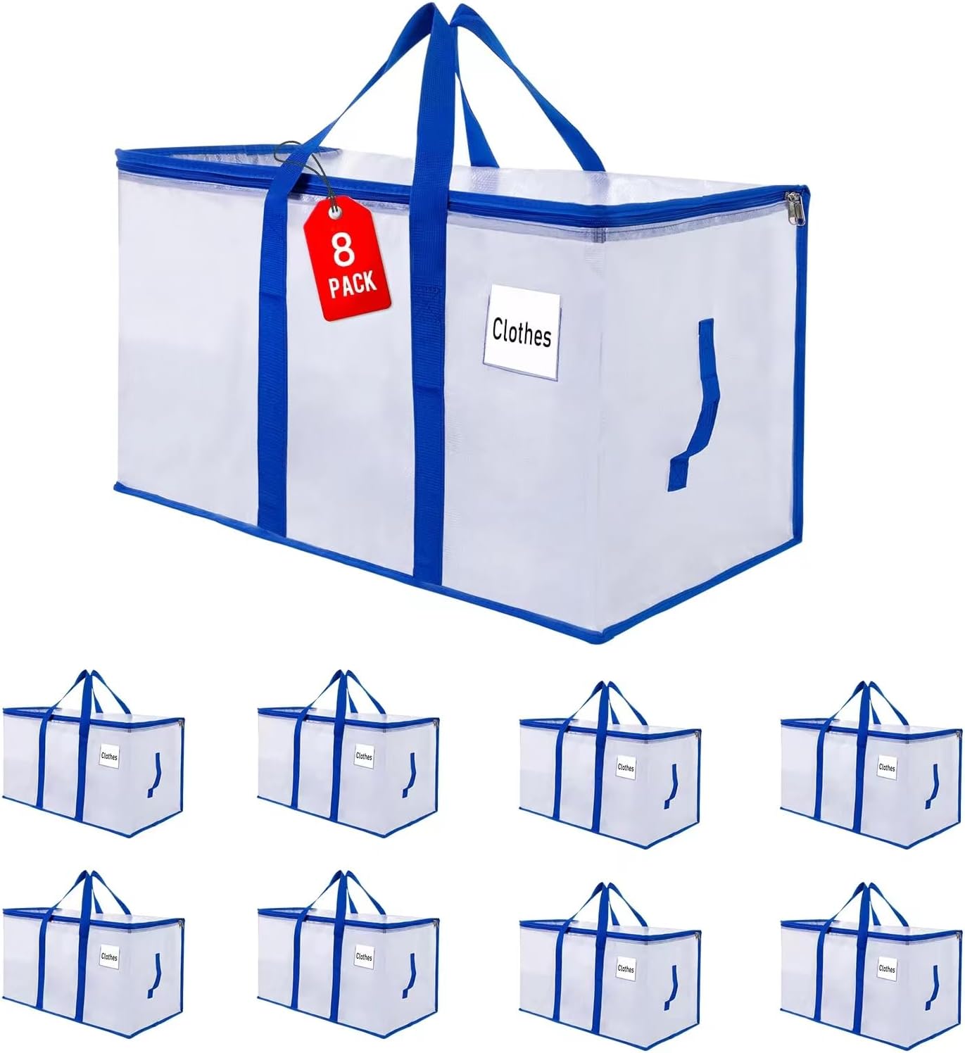 Detalle de ZFWDSY 105 L Moving Bags (8-Pack): Clear, Reusable Storage Totes with Zipper & Handles