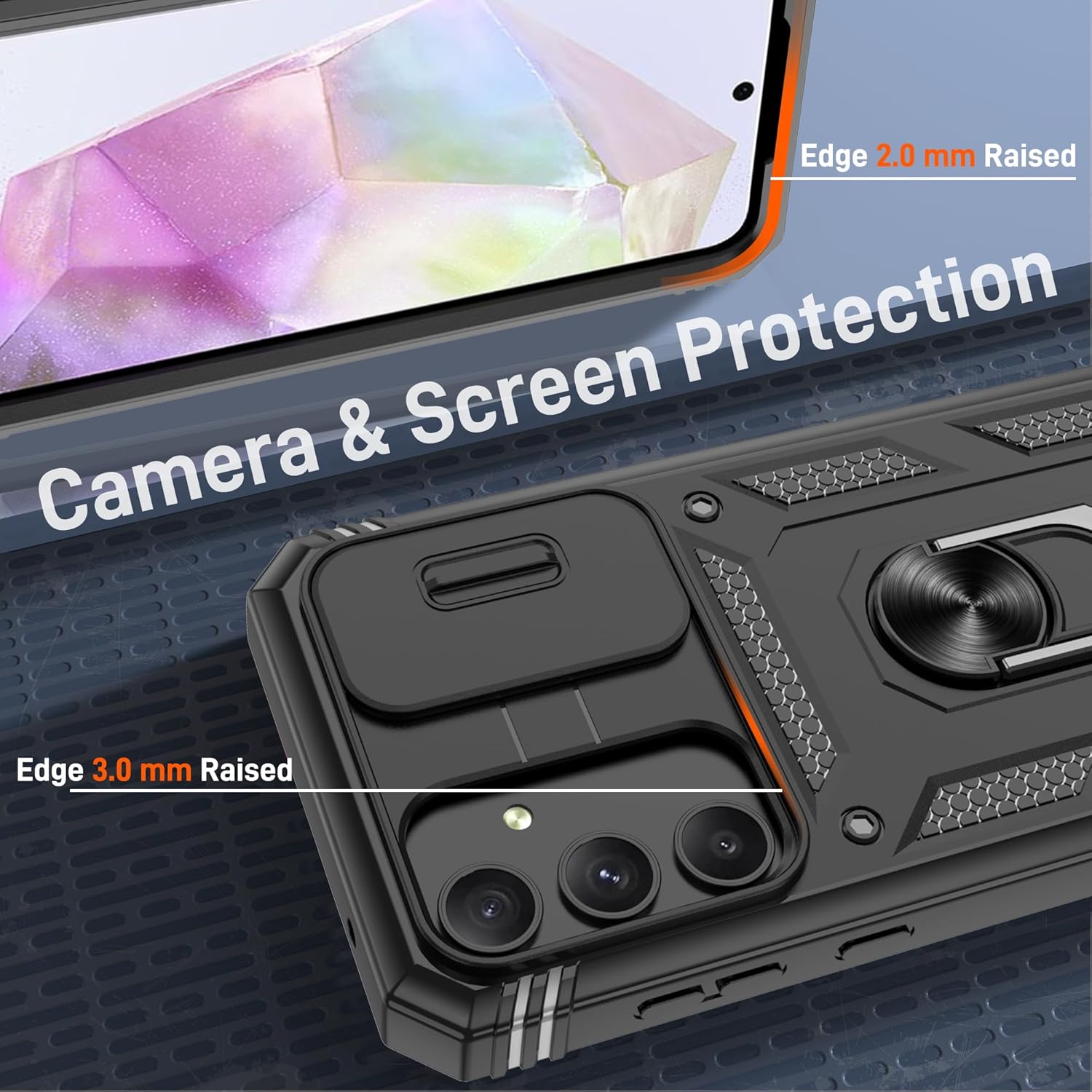 Thumbnail 6 de Pilaru 3 in 1 for Samsung A35 5G Case with Front Frame, Screen Protectors, Kickstand Ring and Camera Cover