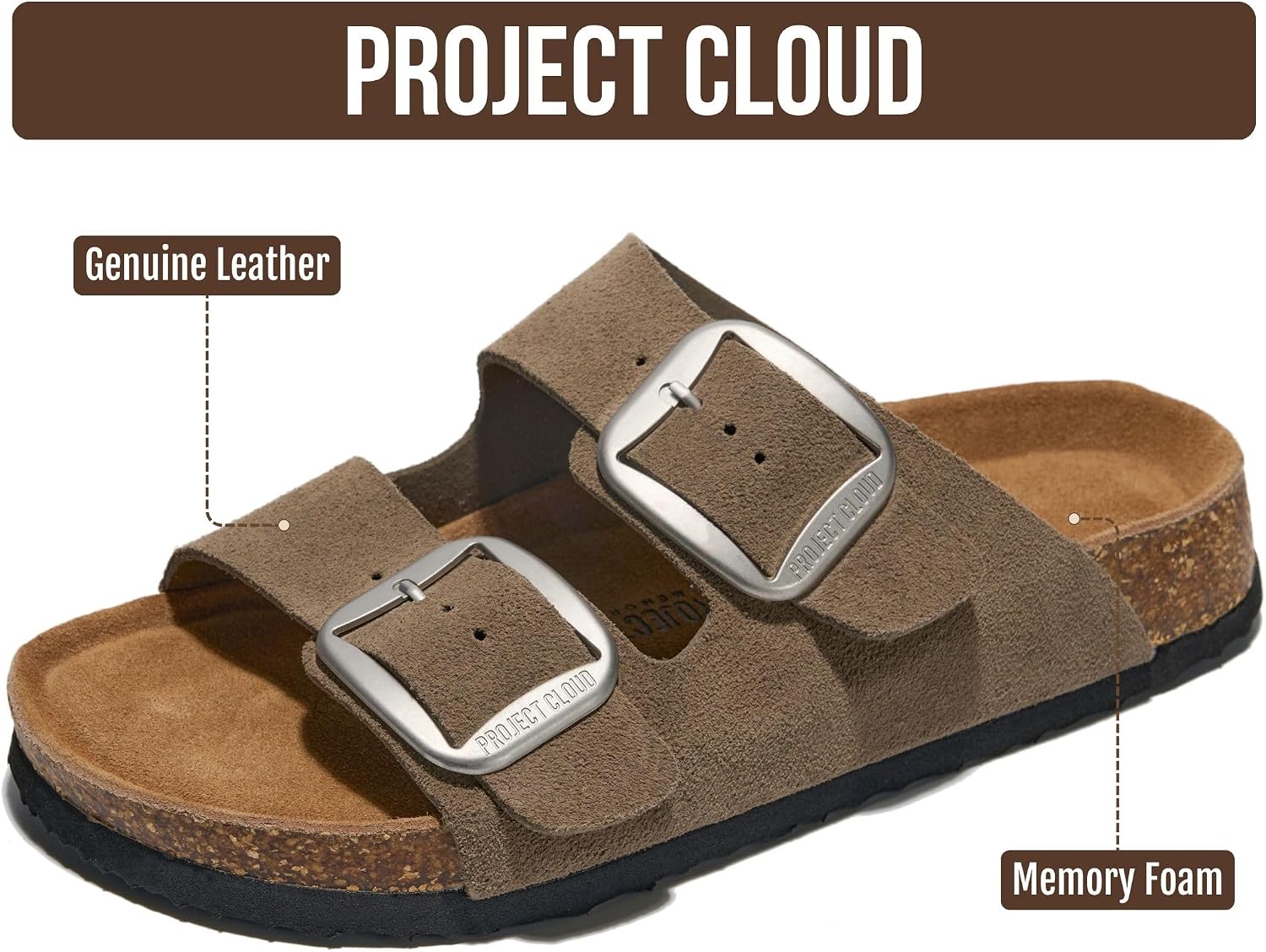 Detalle de Project Cloud 100% Genuine Leather Footbed Sandals for Women (Santorini)