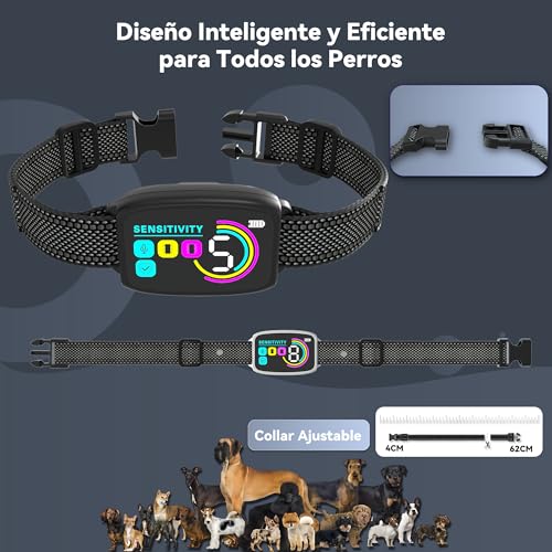 Detalle de Meloive Collar Antiladridos para Perro — Collar Vibración Recargable, 8 Niveles y 4 Modos