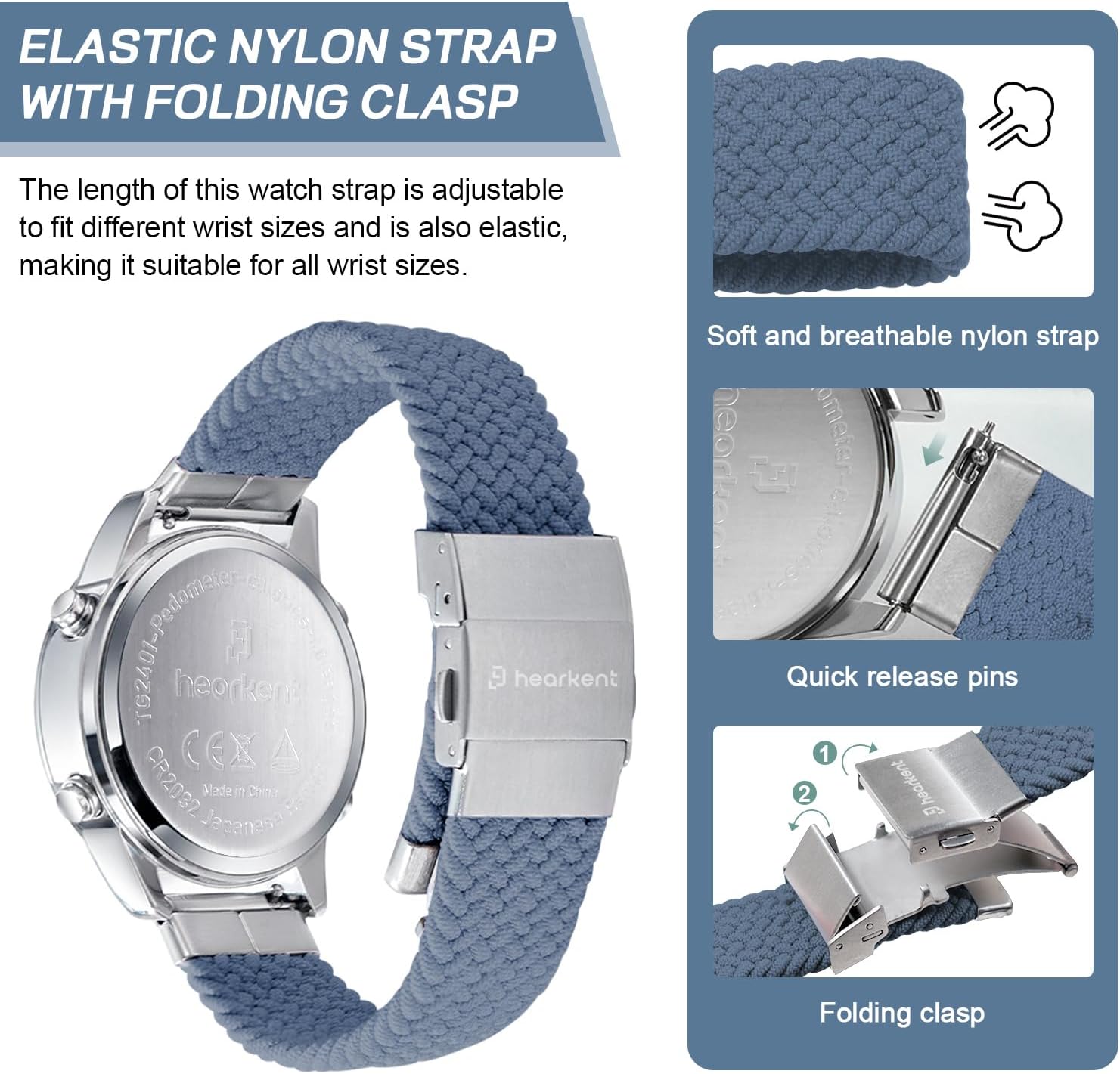 Detalle 2 de Hearkent Pedometer Watch for Women – Non-Bluetooth Step Tracker with Large LCD, 30M Waterproof