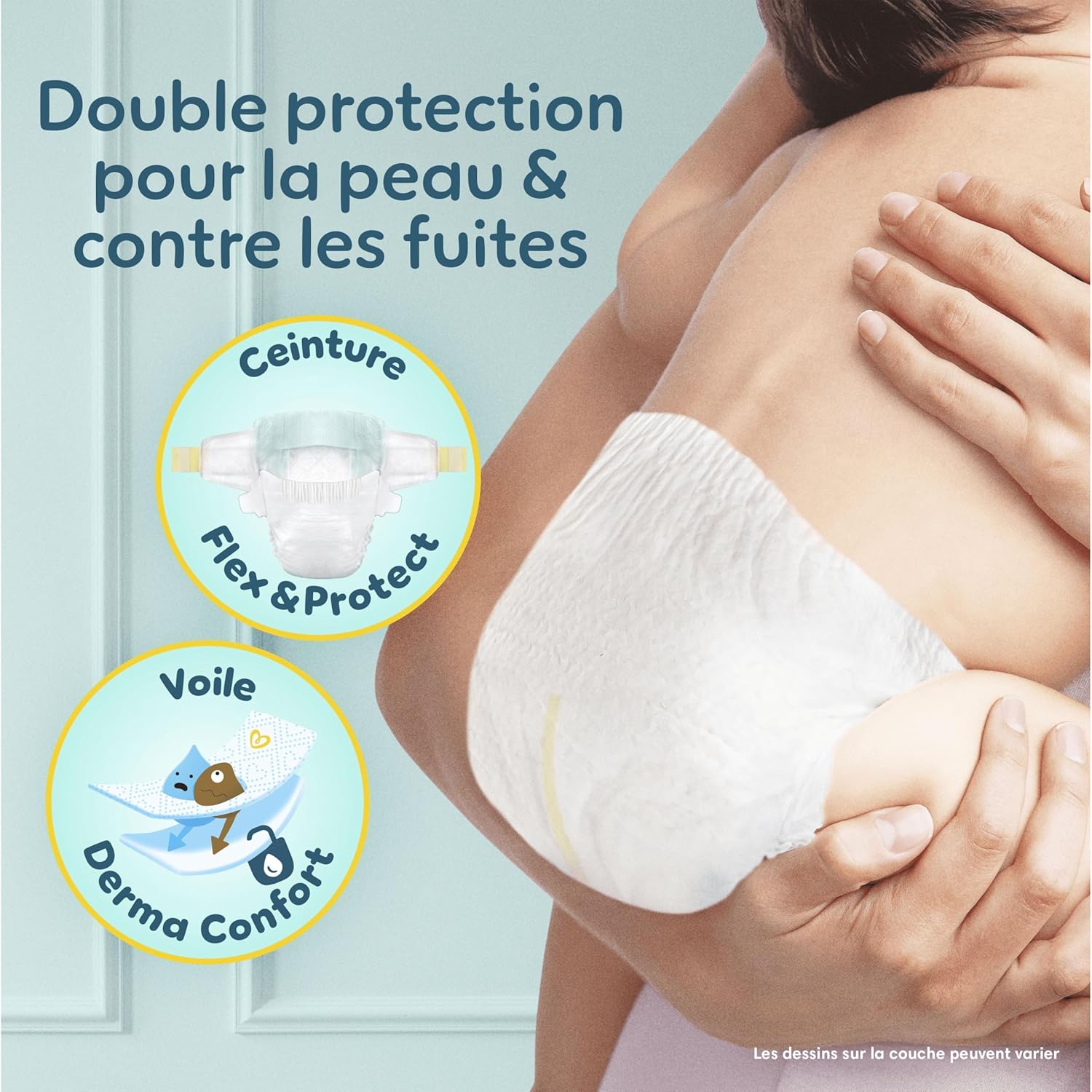 Detalle 2 de Pampers Premium Protection Taille 2 – 150 Couches (4-8 kg) avec 10 lingettes Aqua Soft Touch offertes