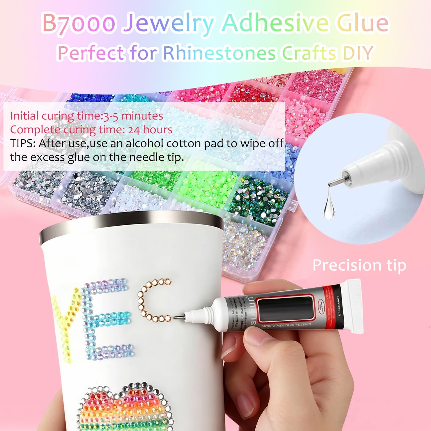 Thumbnail 3 de NXPUXP 40 Colors Resin Jelly Rhinestones Bedazzling Kit – 32000pcs with Glue, Tray & Tools