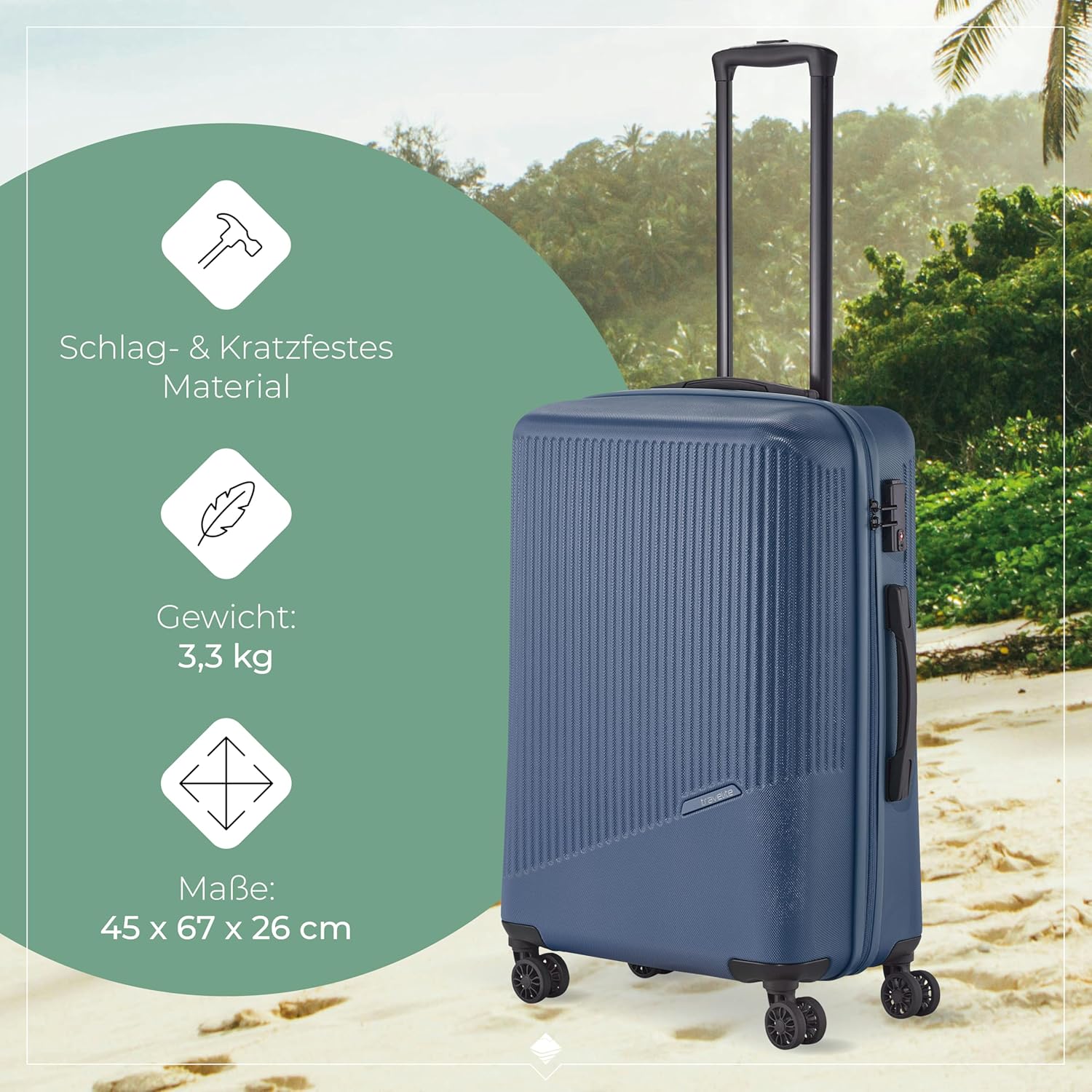 Detalle de Travelite Bali Hartschalen-Trolley mit TSA-Schloss, 4 Rollen – mittelgroßer Koffer (65 Liter), 67 cm