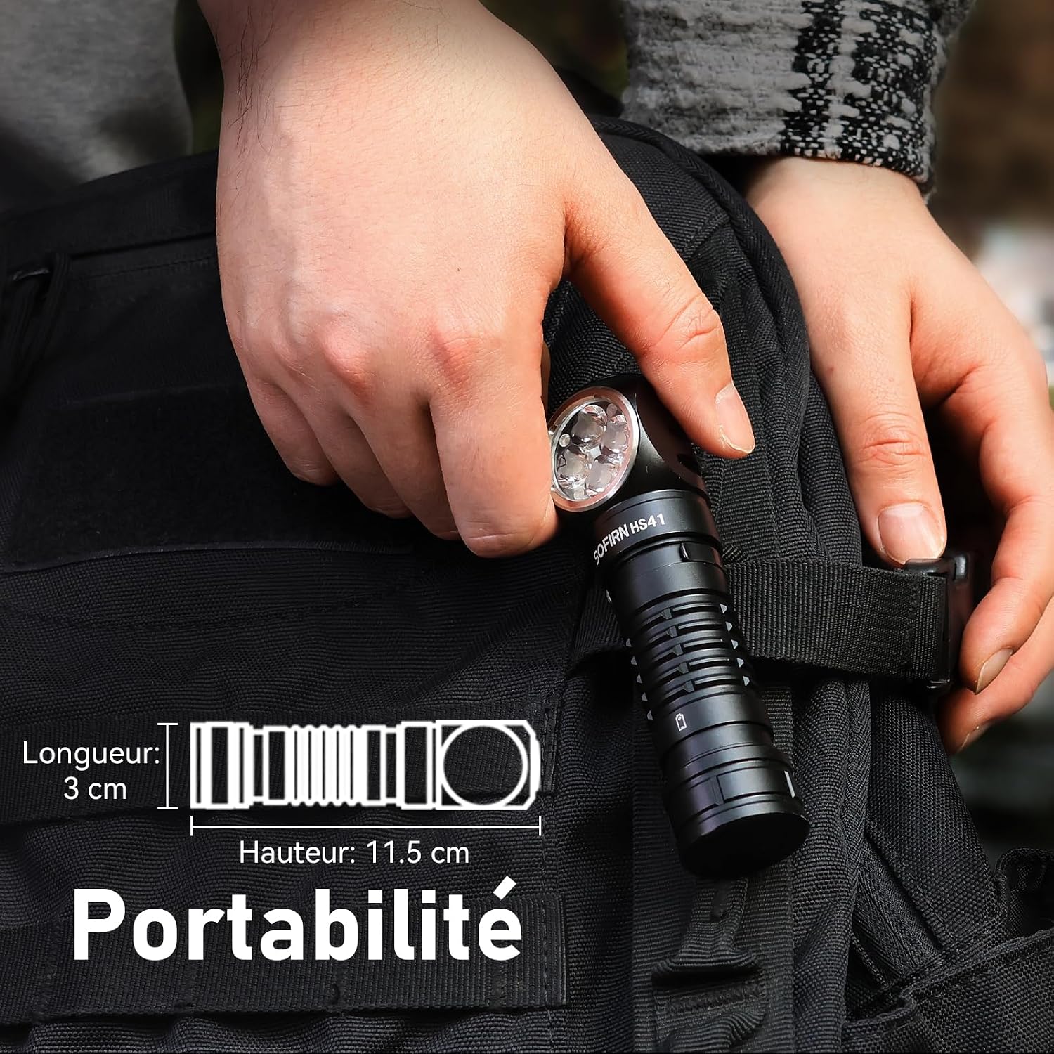 Detalle 2 de Sofirn HS41 lampe frontale LED rechargeable 4000 lumens, portée 325 m, base magnétique et IP68