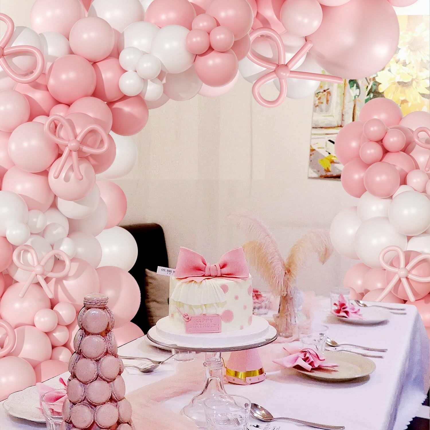 Thumbnail 4 de Coquette Coquette Birthday Decorations 145-Piece Pink and White Balloon Garland Arch Kit