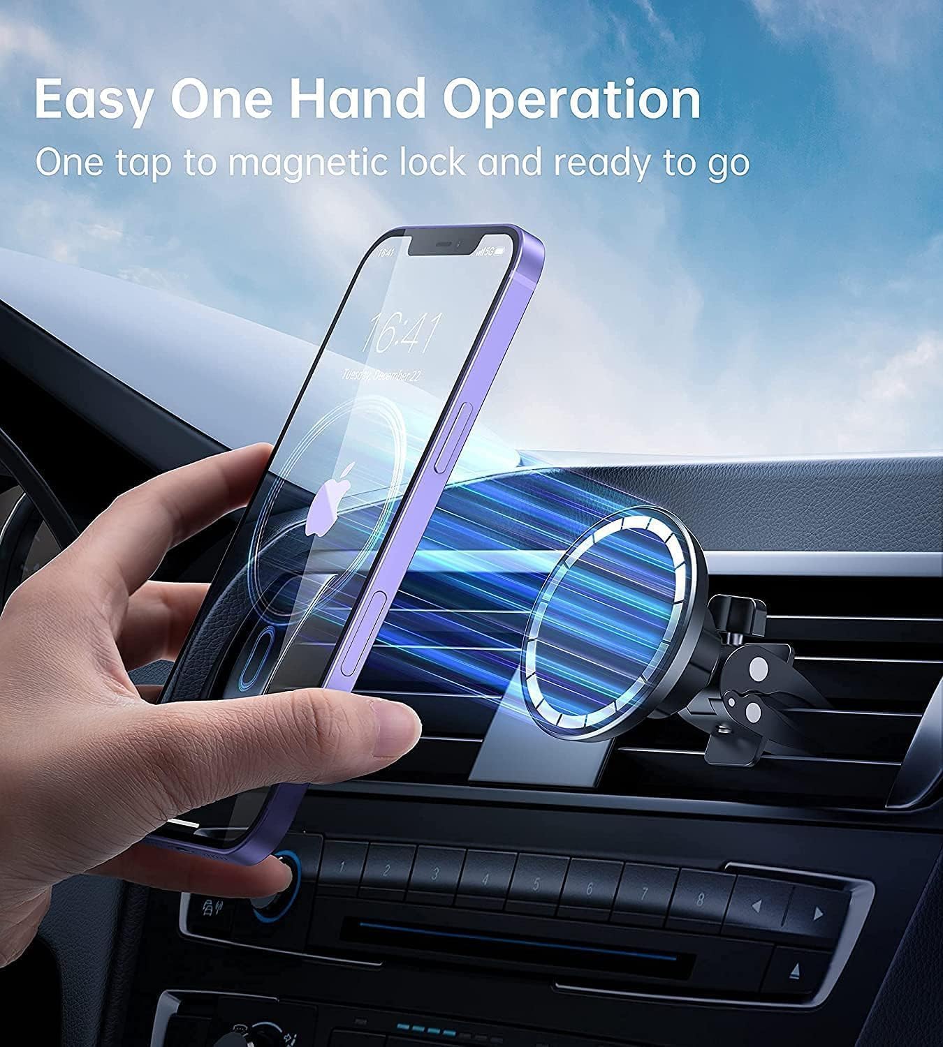 Detalle de Seadmit 2 Pack Support Téléphone Voiture Magnétique avec 360° Rotation et Clips Câble