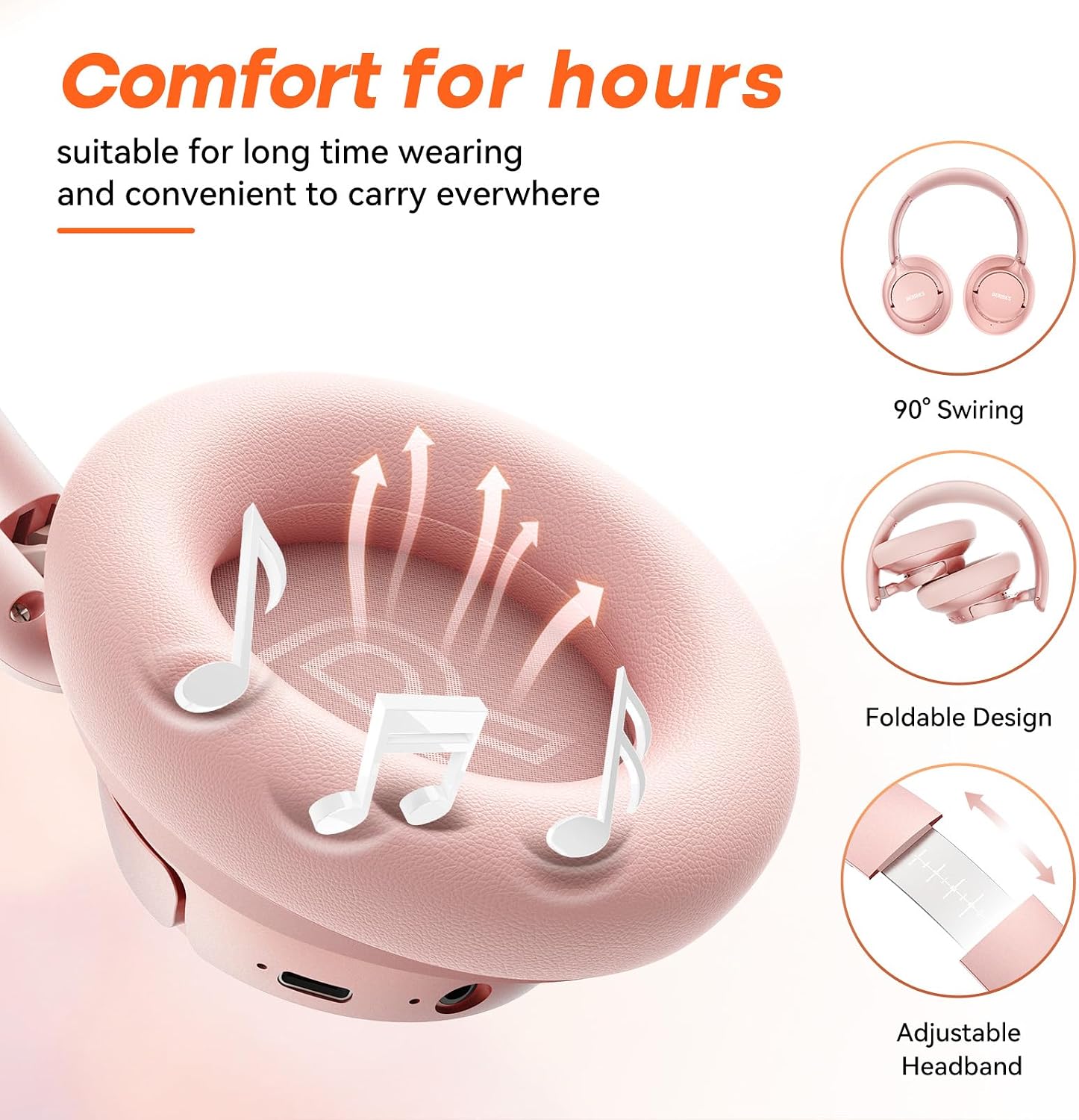 Detalle 2 de BERIBES Wireless Over-Ear Headphones, 70-Hour Playtime
