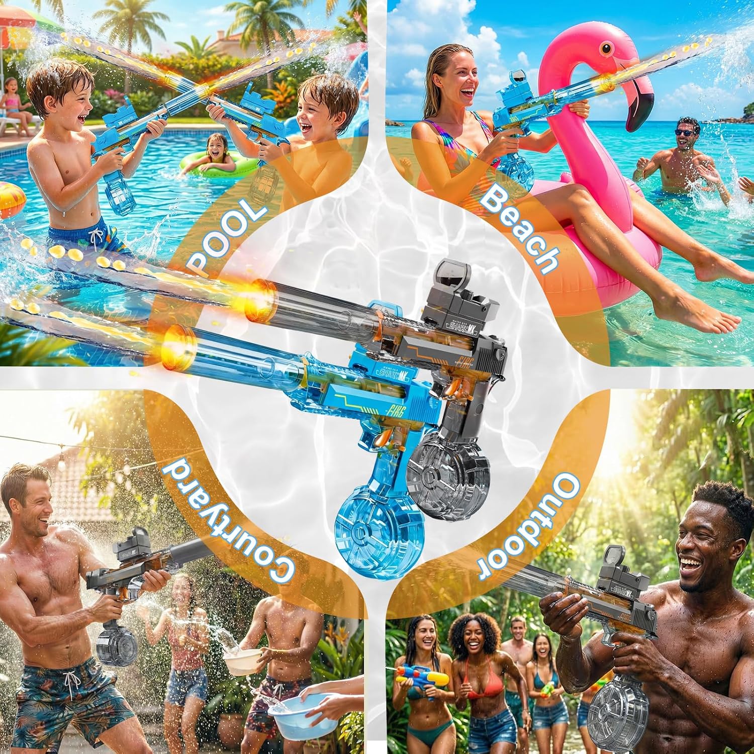 Thumbnail 6 de UROINT Electric Water Gun Toy 2-Pack – Automatic Blaster Pistol for Kids and Adults (Blue & Black)