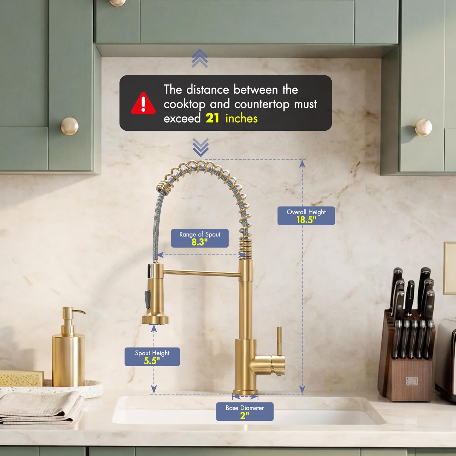 Thumbnail 1 de GIMILI Kitchen Faucet with Pull-Down Sprayer — Brushed Gold, Single Hole Stainless Steel
