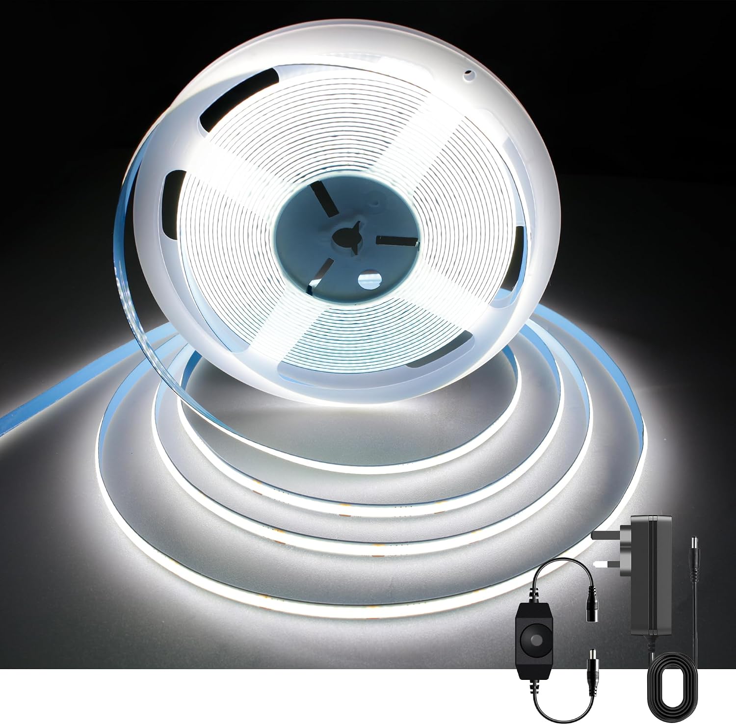 Detalle de AXMOTUT White COB LED Strip Lights 10m (24V), dimmable 6500K 93+ CRI flexible strip