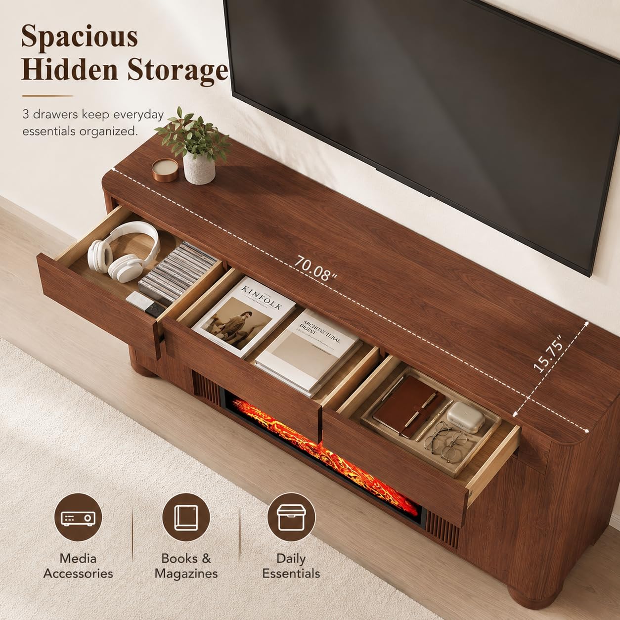 Thumbnail 2 de Fireplace TV Stand with 42-Inch Insert