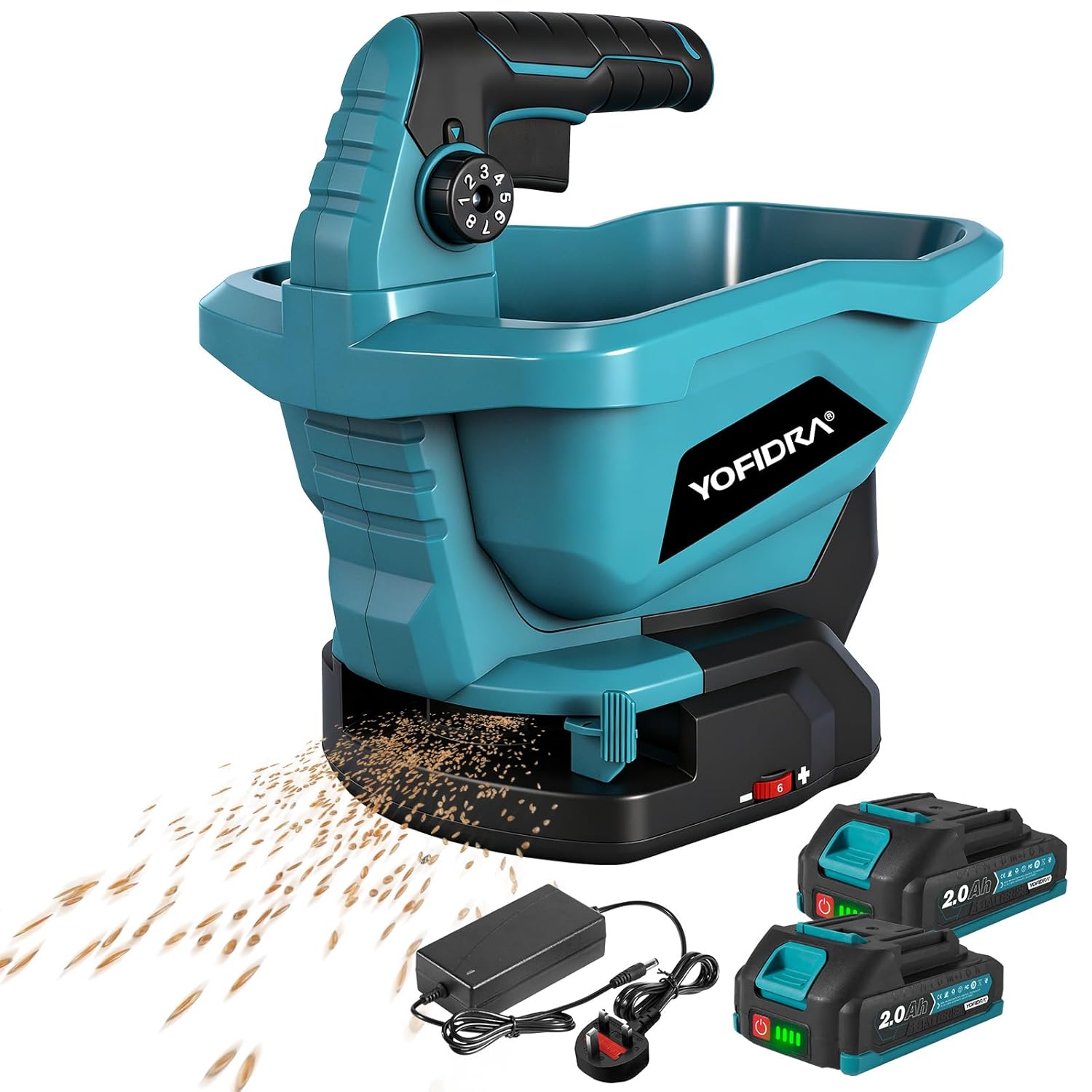 Detalle de Yofidra Cordless Seed Spreader (3.3L) with 6 speed settings & up to 5m scatter width