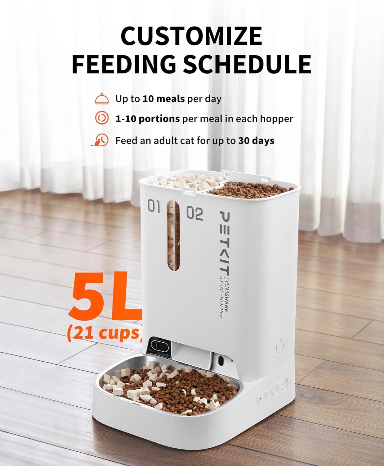 Thumbnail 5 de PETKIT Automatic Cat Feeder with 5L Dual Hopper