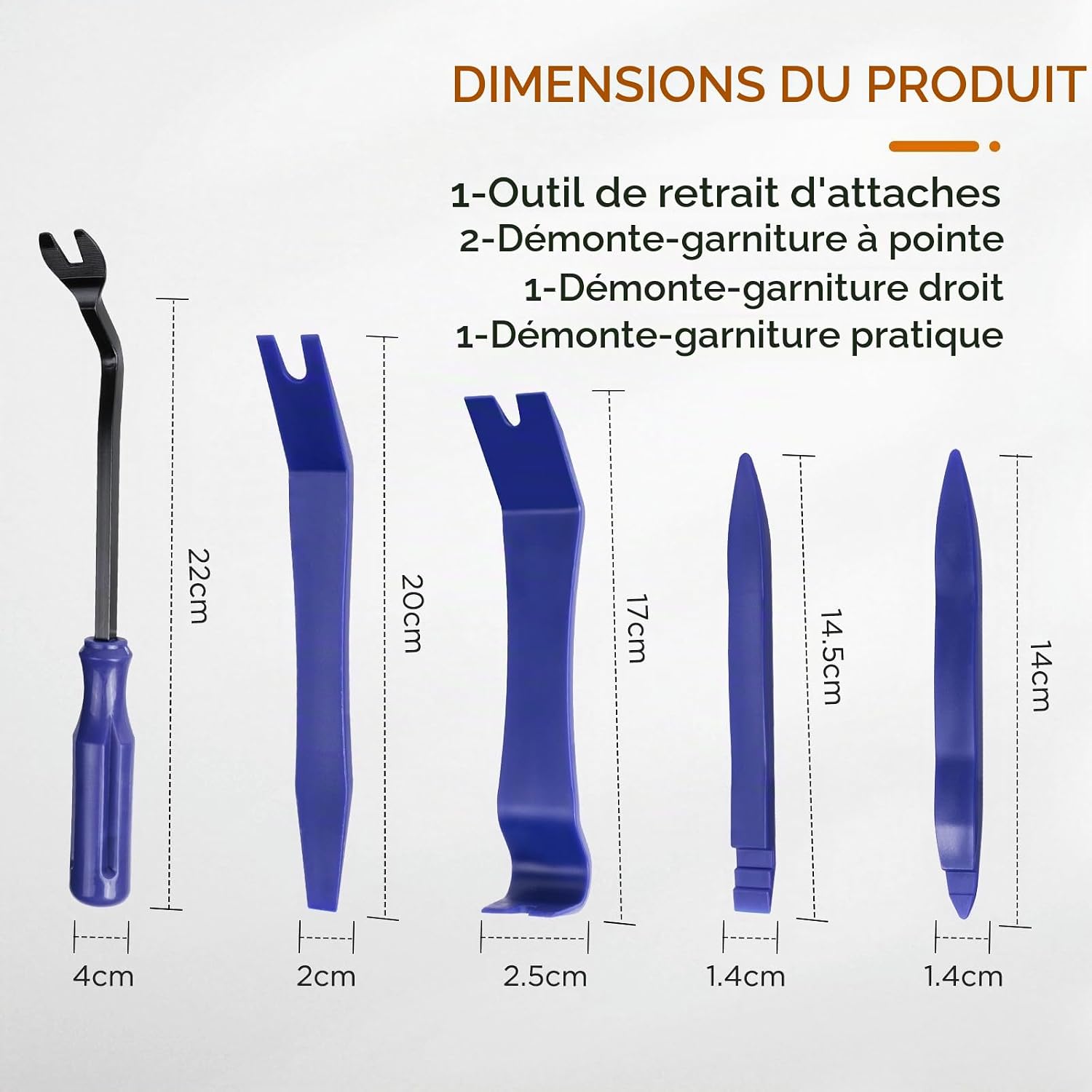 Detalle de AiQInu Car Removal Tool-5pcs auto-demontagegereedschap, PP, blauw