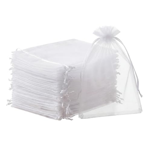 Detalle de Naler Organza-Säckchen Weiß 20 x 30 cm – 50 Stück