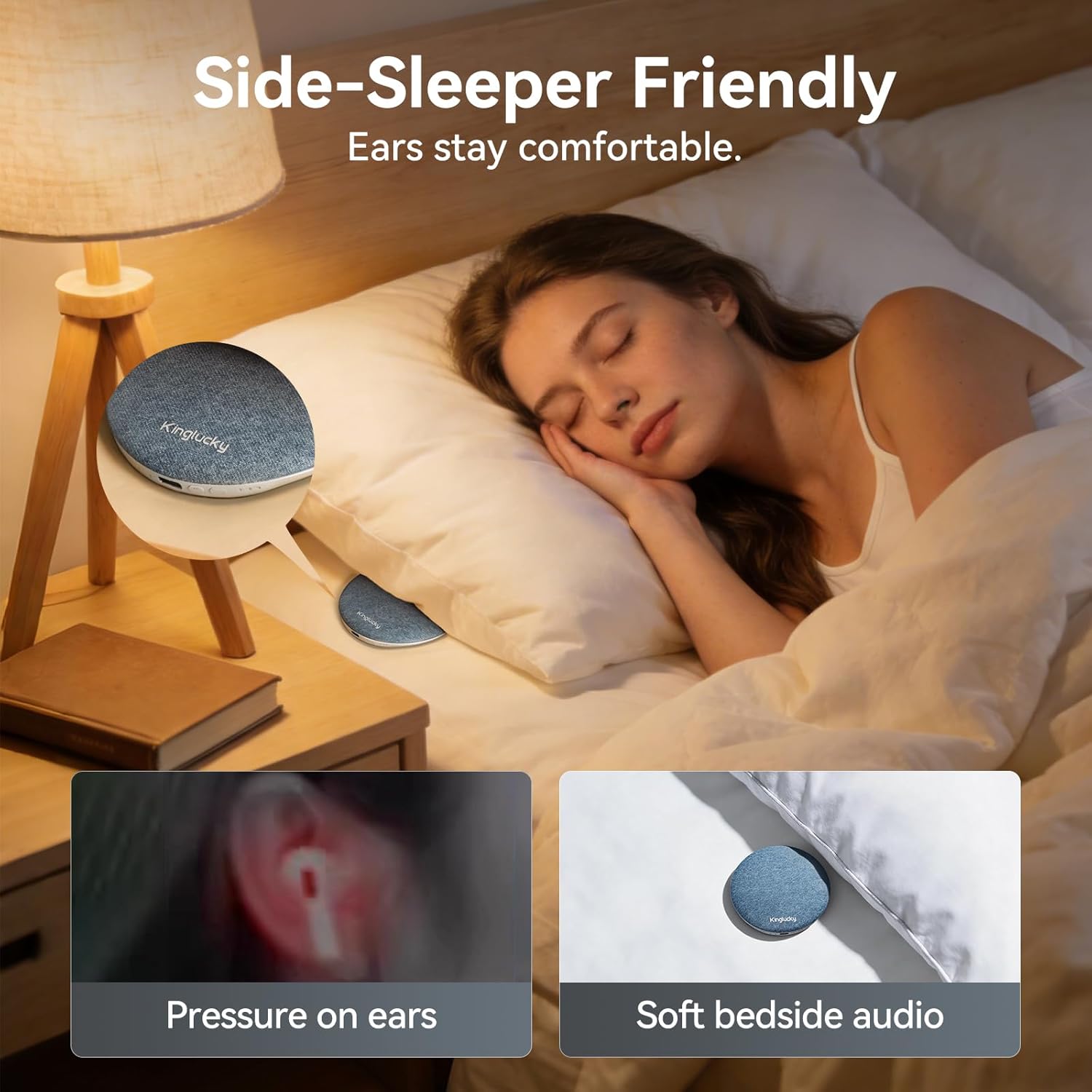 Detalle de Kinglucky X50 Under-Pillow Pillow Speaker with White Noise, Bluetooth, and Sleep Timer (Pink)