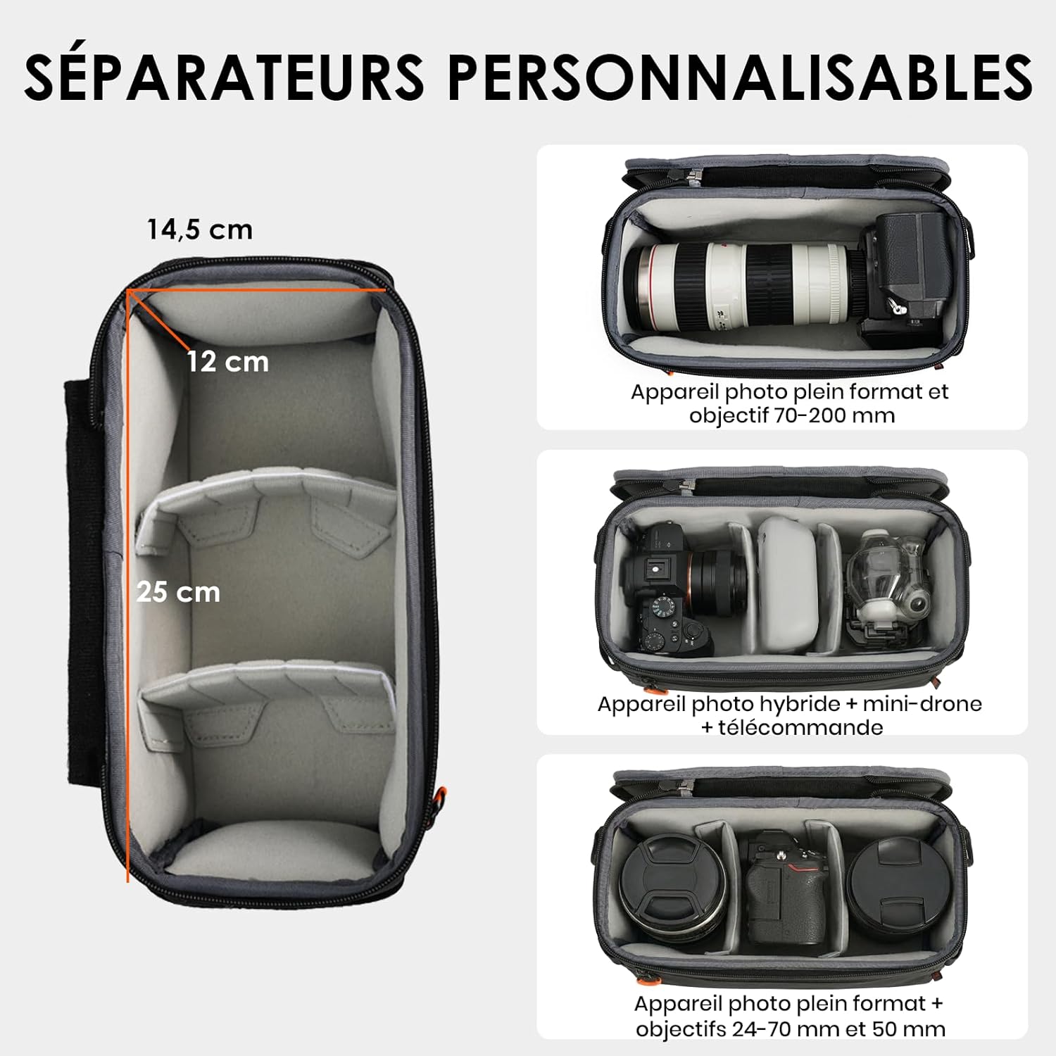 Detalle 2 de Tarion Insert pour Sac Appareil Photo - Cadre métallique et intérieur rembourré (XS)