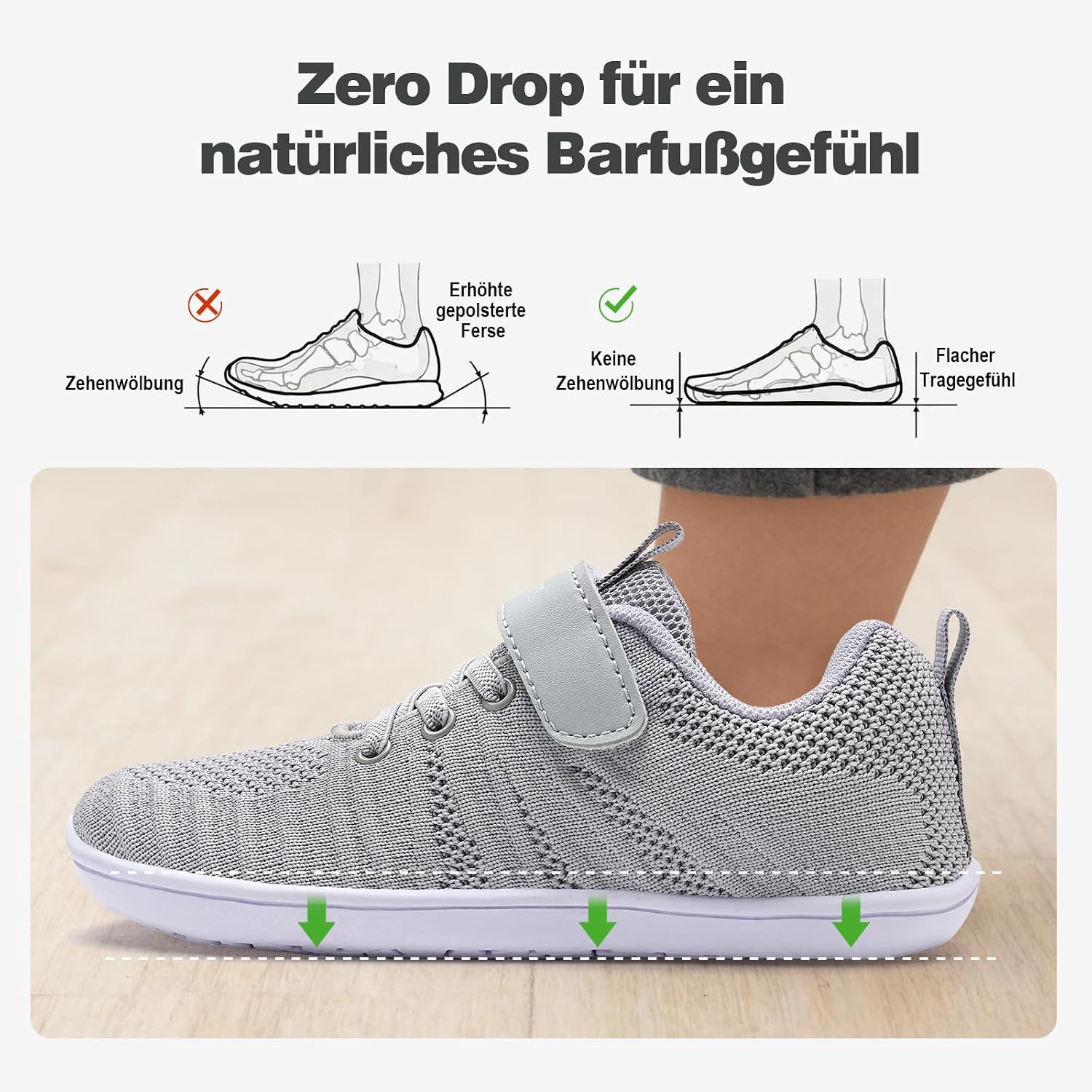 Detalle de IceUnicorn Kinder-Hausschuhe als Barfußschuhe – minimalistische Hallenschuhe mit Zero-Drop