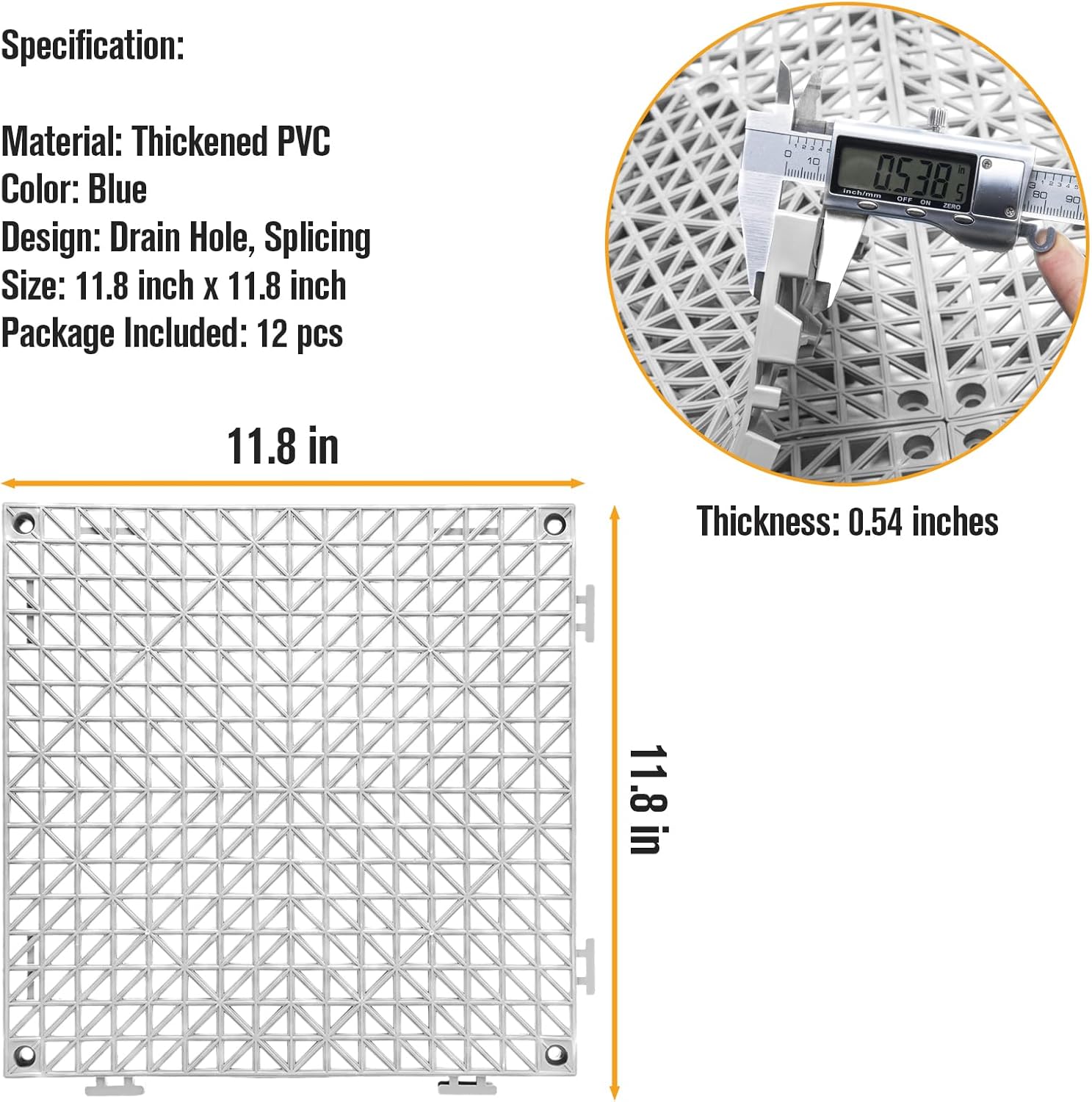 Detalle 2 de 12-Piece Interlocking Rubber Floor Tiles ⚙