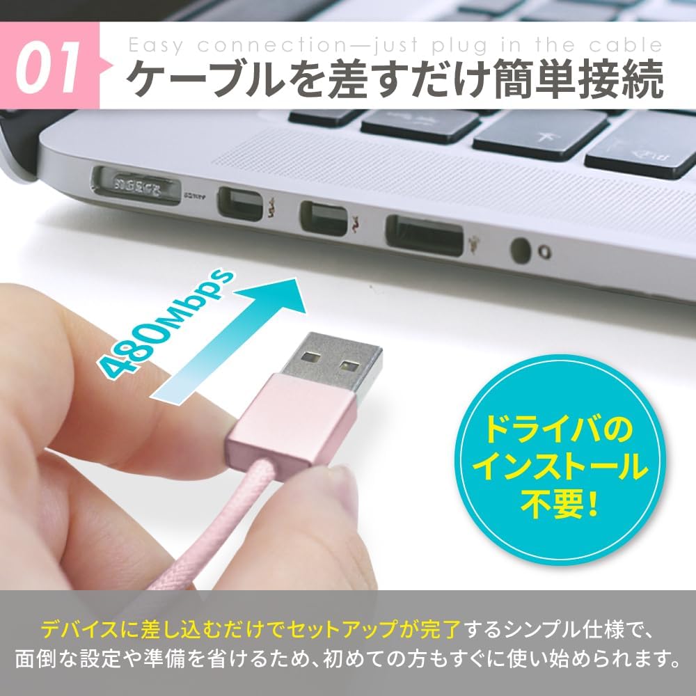 Detalle de shizukawill ACCEUSB1010YE USB Type-A to Type-Cケーブル 1.0m イエロー