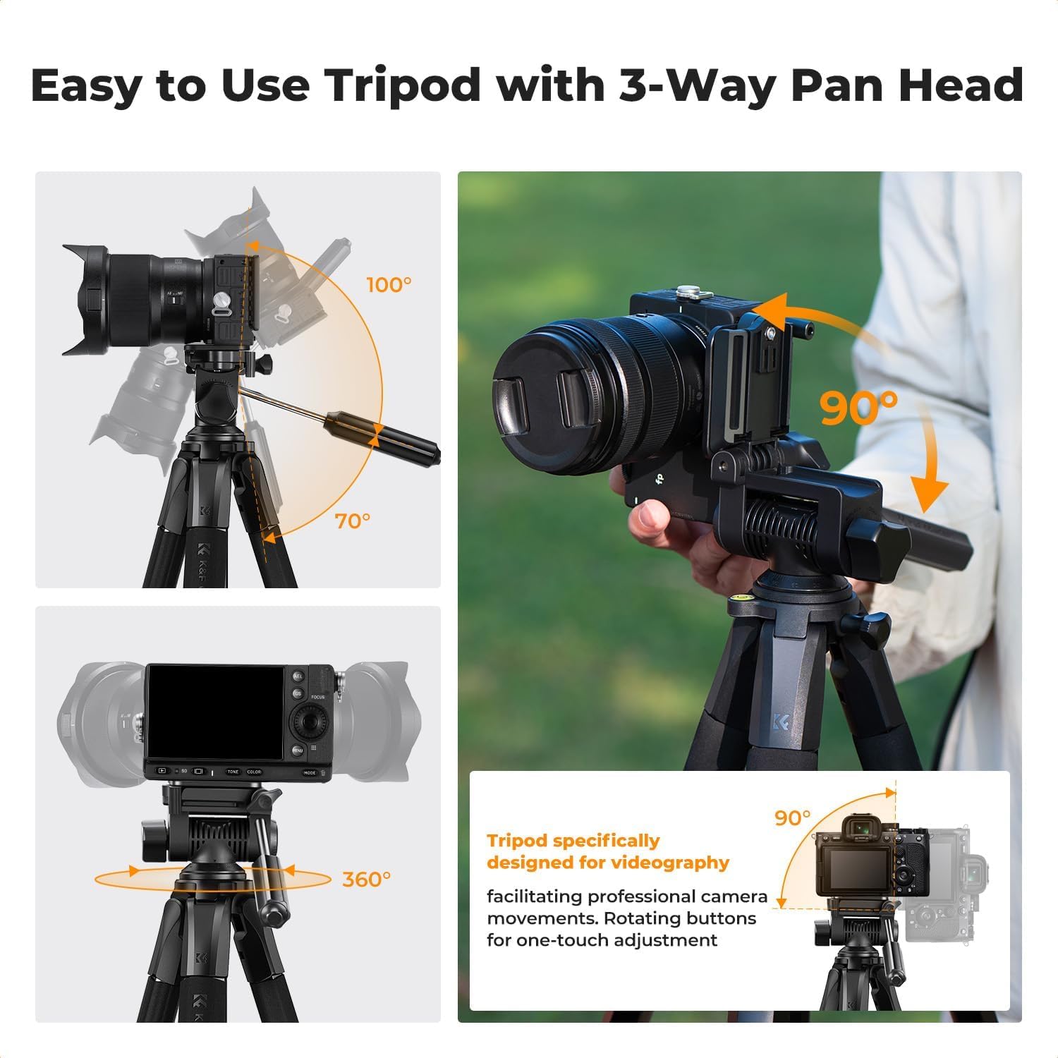 Thumbnail 5 de K&F CONCEPT 75" Camera Tripod