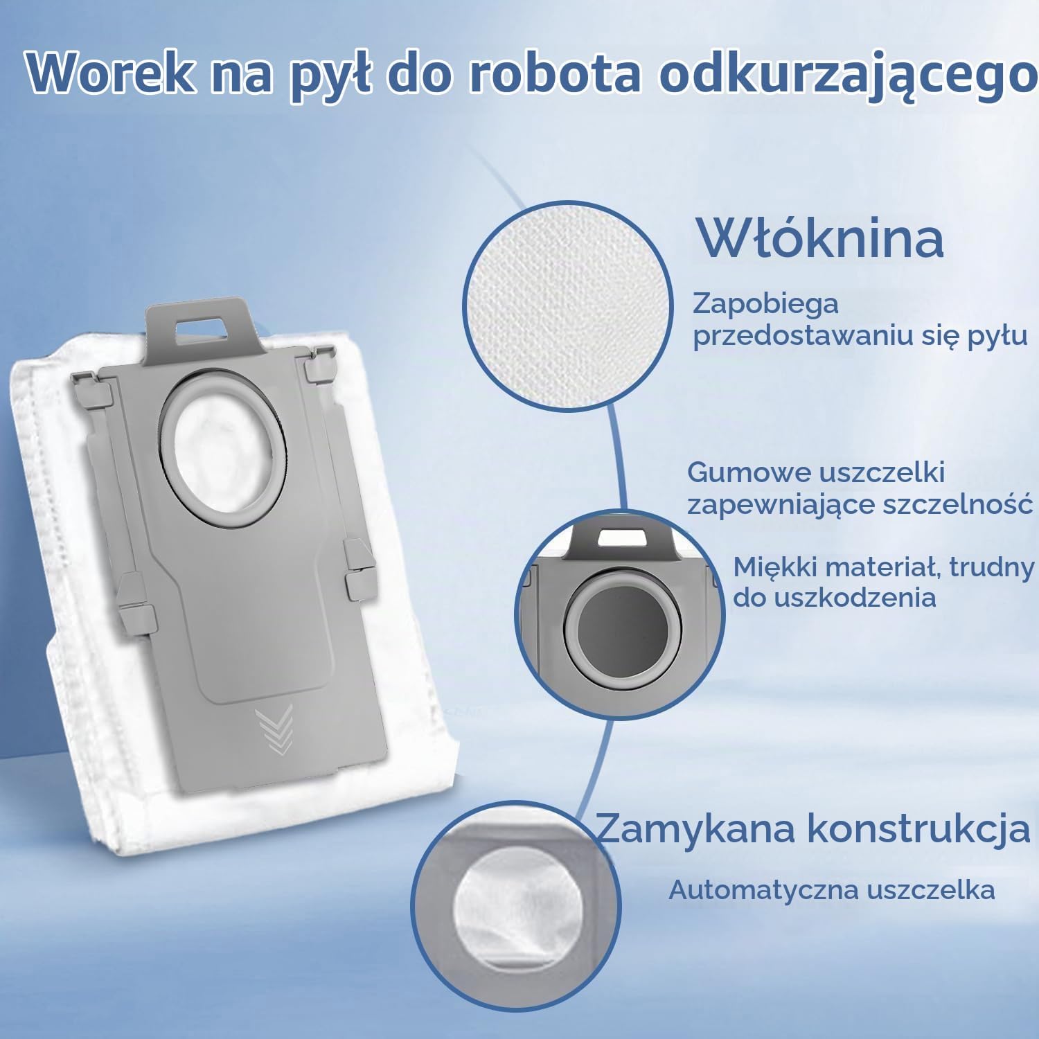 Thumbnail 6 de howekuze QC22 – 10 worków do Roborock, 2,7 l, wielowarstwowa filtracja
