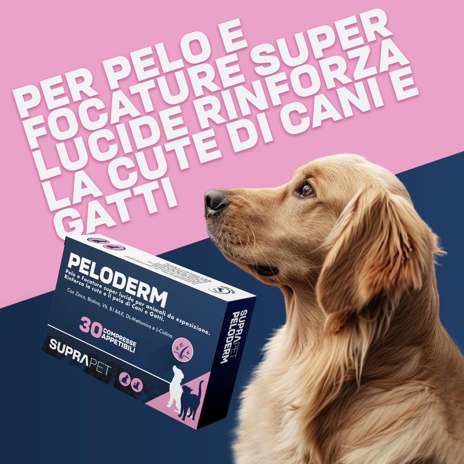 Detalle de Suprapet Peloderm per Cane e Gatto – 30 compresse, benessere cute e pelo