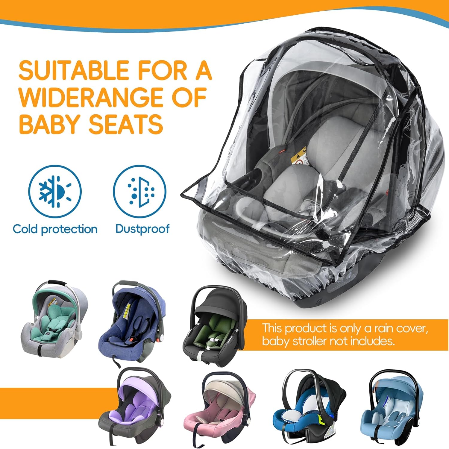 Thumbnail 5 de Bemece Universal Car Seat Rain Cover with Window ☔