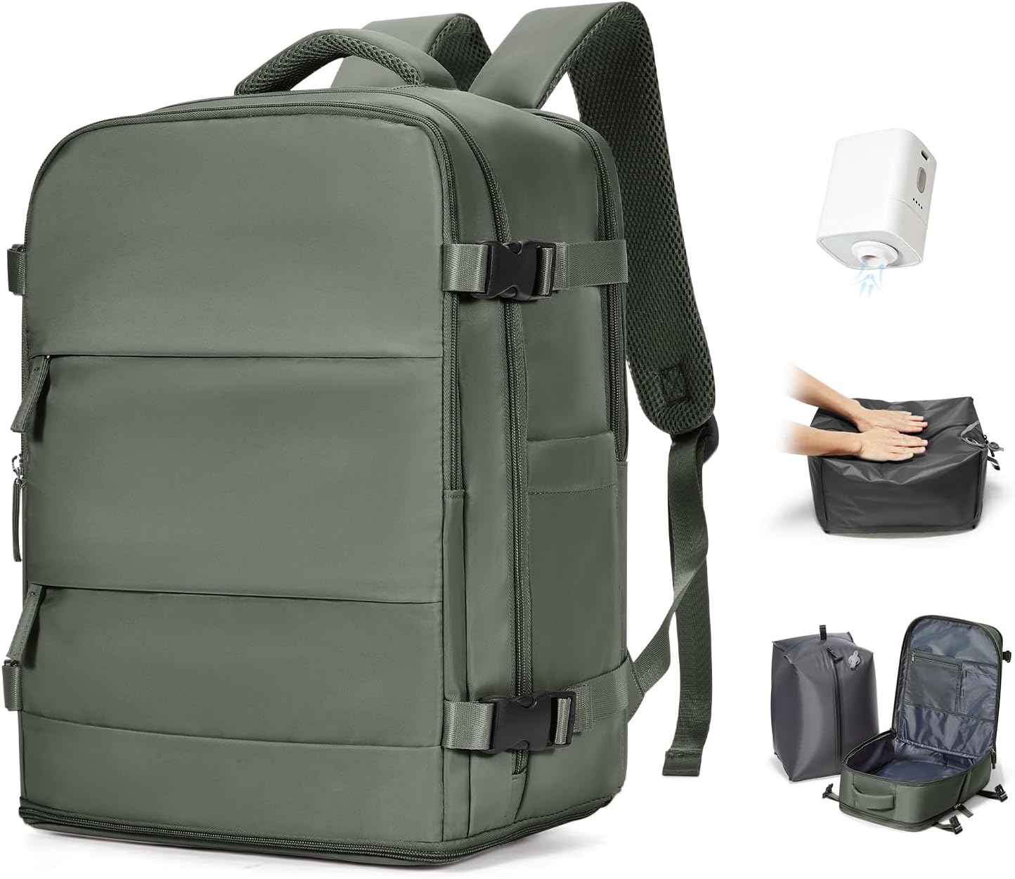 Detalle de BJLFS Vakuum Rucksack mit Pumpe – Handgepäck 40x30x20 cm für Ryanair/Wizzair