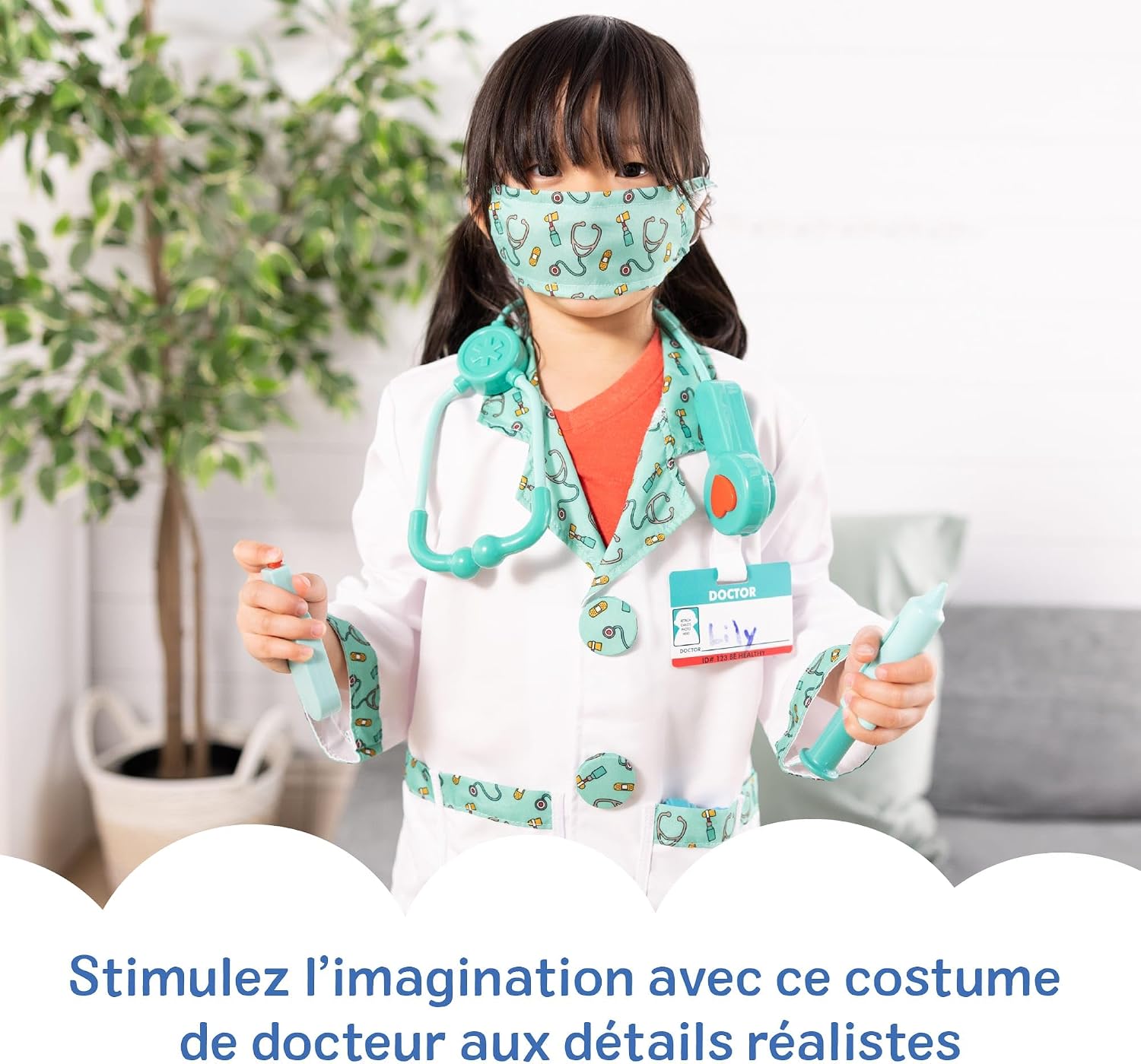 Detalle de Melissa & Doug Déguisement Pompier - Costume Enfant avec Accessoires pour Jeu d’Imitation