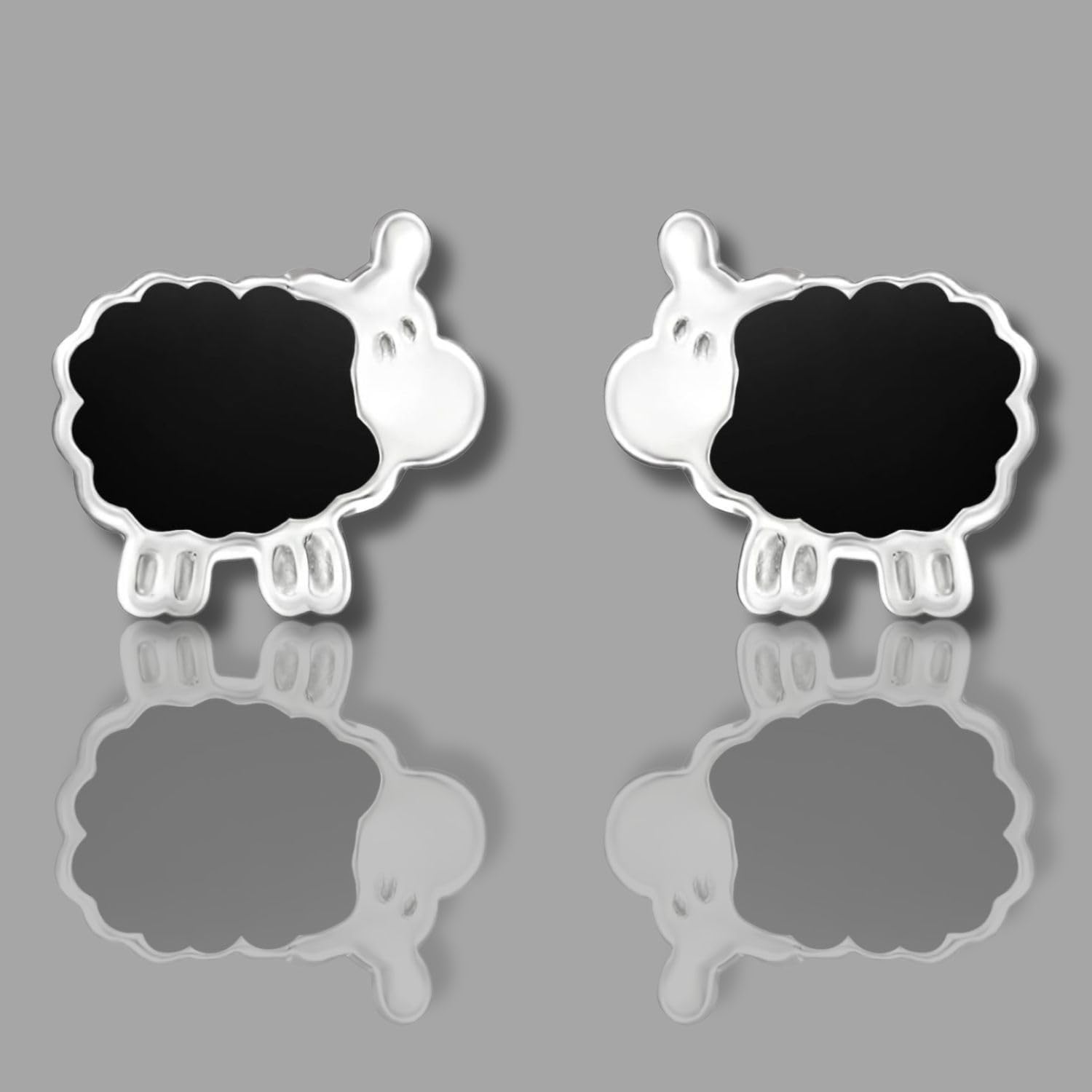 Detalle de Zenvie Sterling Silver Sheep Stud Earrings with Gift Box (10mm x 9mm)