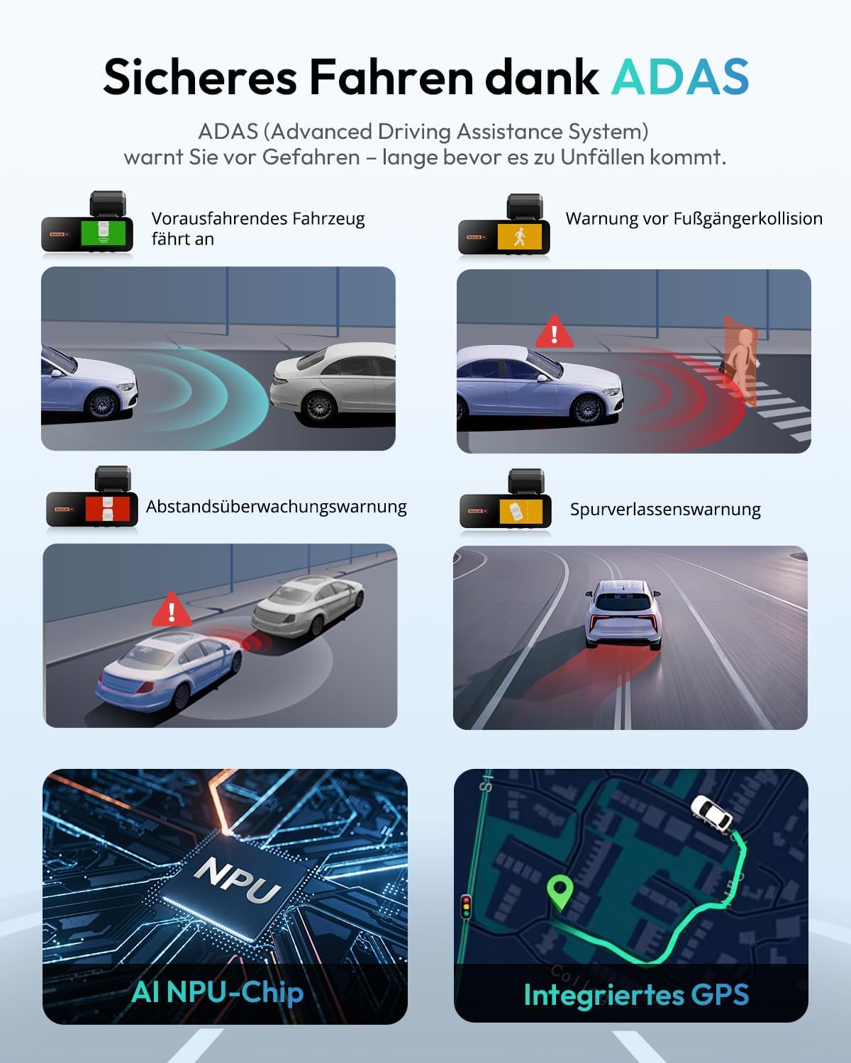 Thumbnail 6 de BOTSLAB Dashcam Auto vorne/hinten 4K mit GPS, WiFi und Dual-Kamera