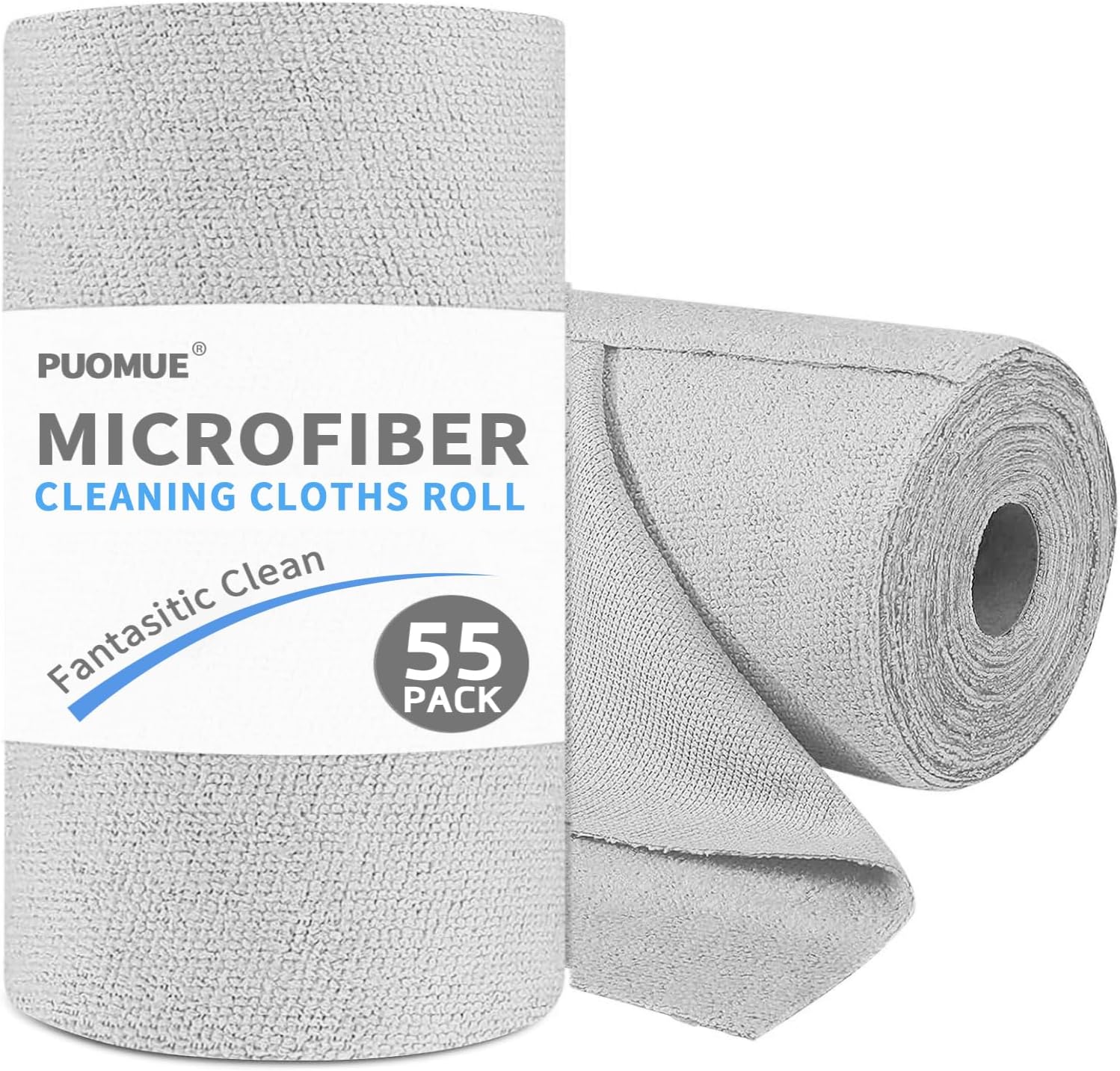 Detalle de Puomue 55 Pack Microfiber Cleaning Cloth Roll, 11x9 Inches, Tear-Away Reusable Towels