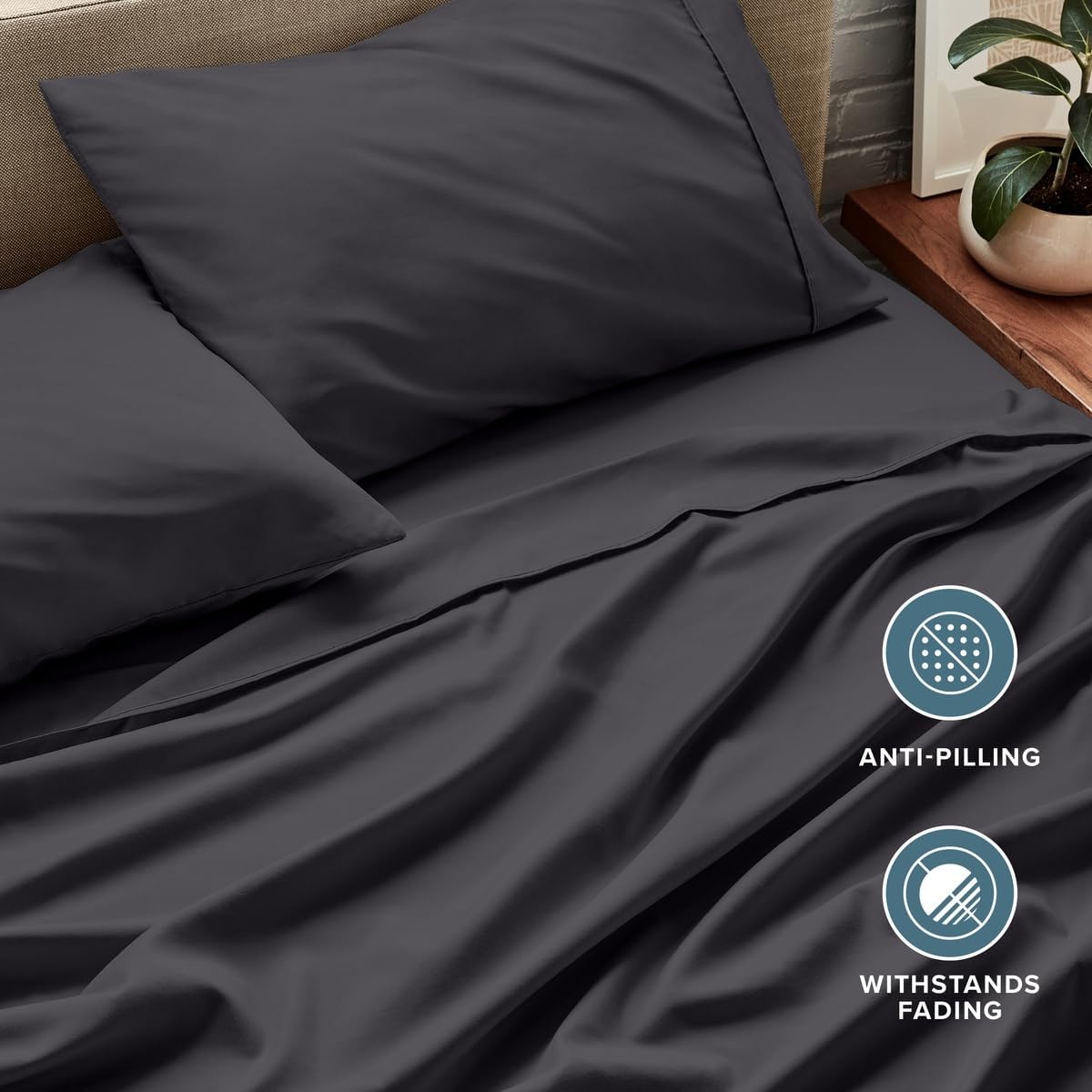 Thumbnail 6 de Bare Home King Sheet Set (1800) — Ultra-Soft Microfiber, Double Brushed, Deep Pockets, 4-Piece Set (Forged Iron Grey)