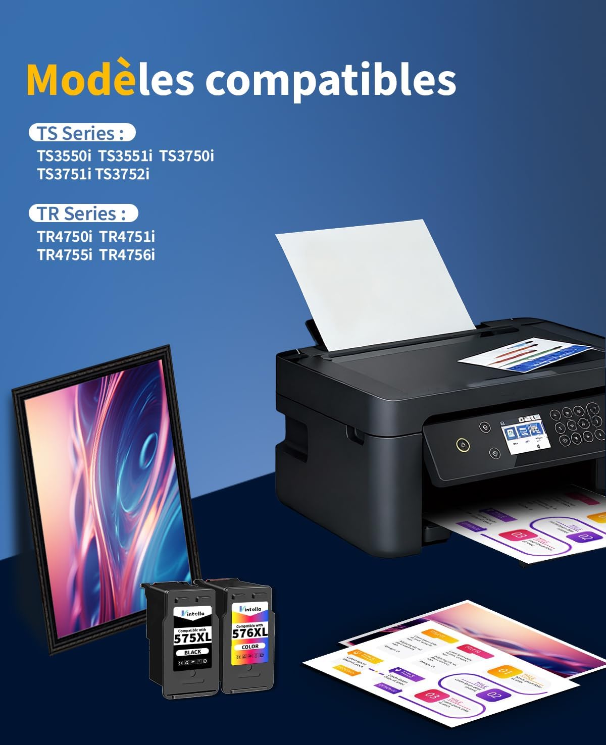 Thumbnail 1 de Cartouches d'encre Vintella PG-575XL / CL-576XL pour Canon PIXMA (575/576 XL) – Noir et Couleur