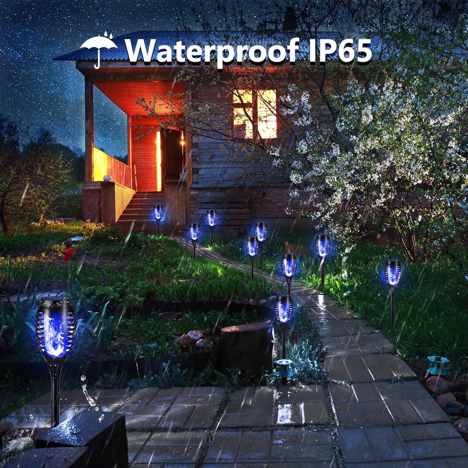 Thumbnail 2 de Geemoo Solarleuchten Außen – 6er-Set Blaue Flammen, IP65, kabellose Solarleuchten für Garten, Weg und Hof