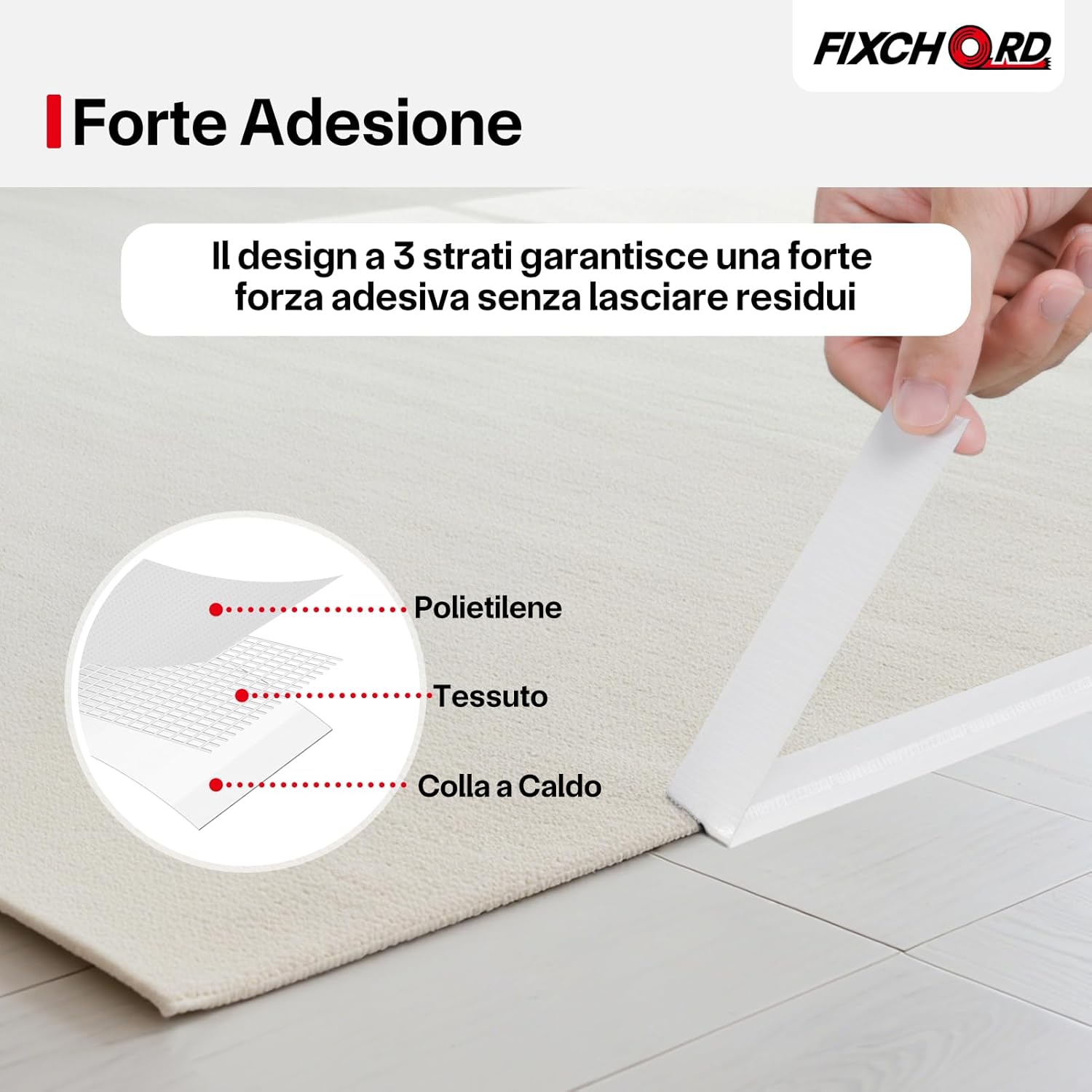 Thumbnail 2 de FIXCHORD Nastro adesivo in tessuto impermeabile 25 mm × 50 m, bianco