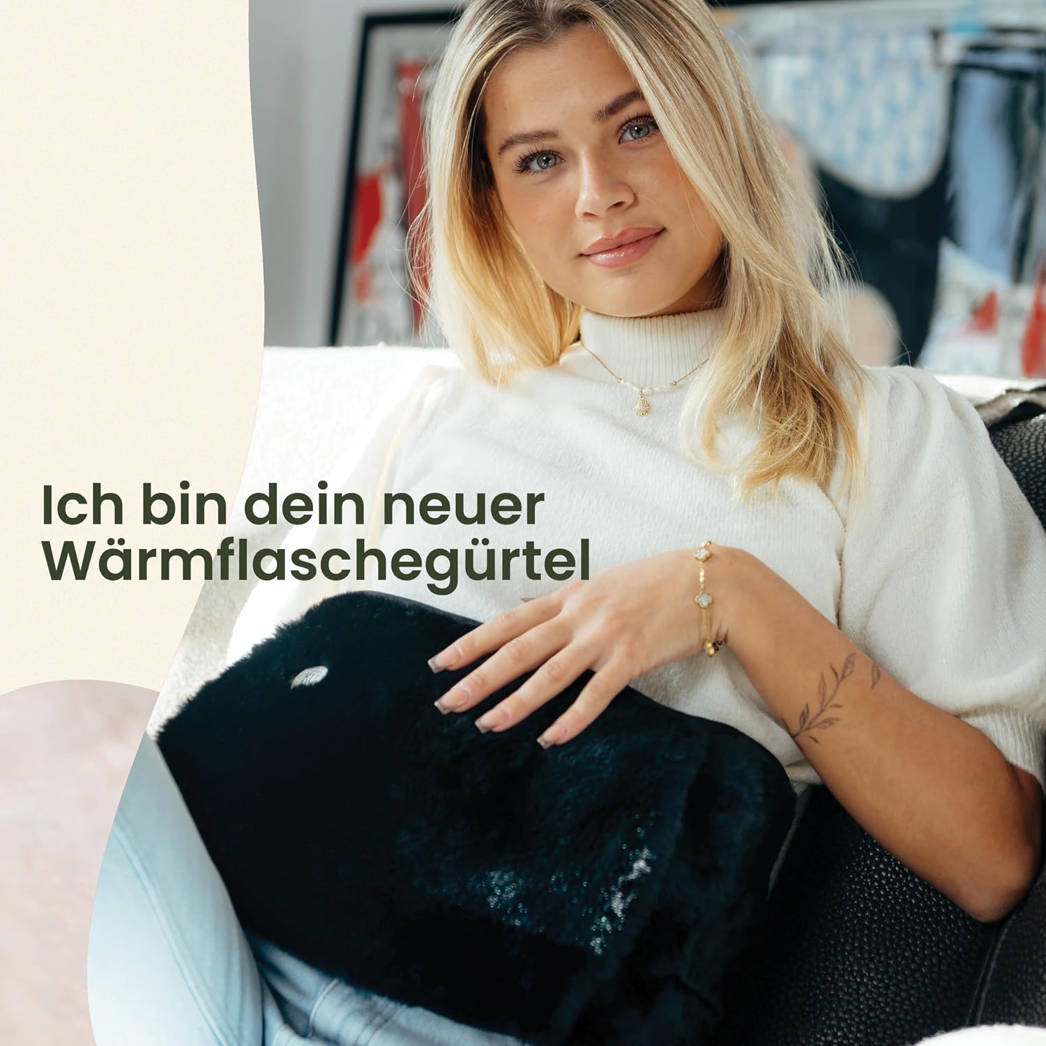 Detalle de KUNU® original Wärmflaschengürtel – Premium Wärmflasche lang mit Gürtel (130 cm) mit Geschenkverpackung