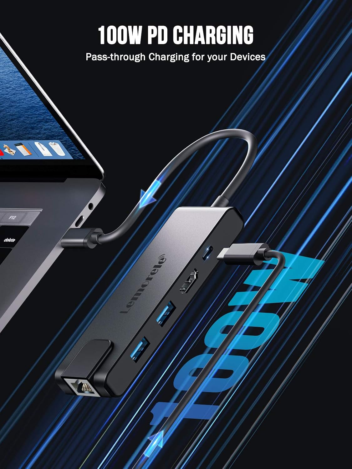 Detalle 2 de Lemorele Hub USB C 5 in 1 100 W