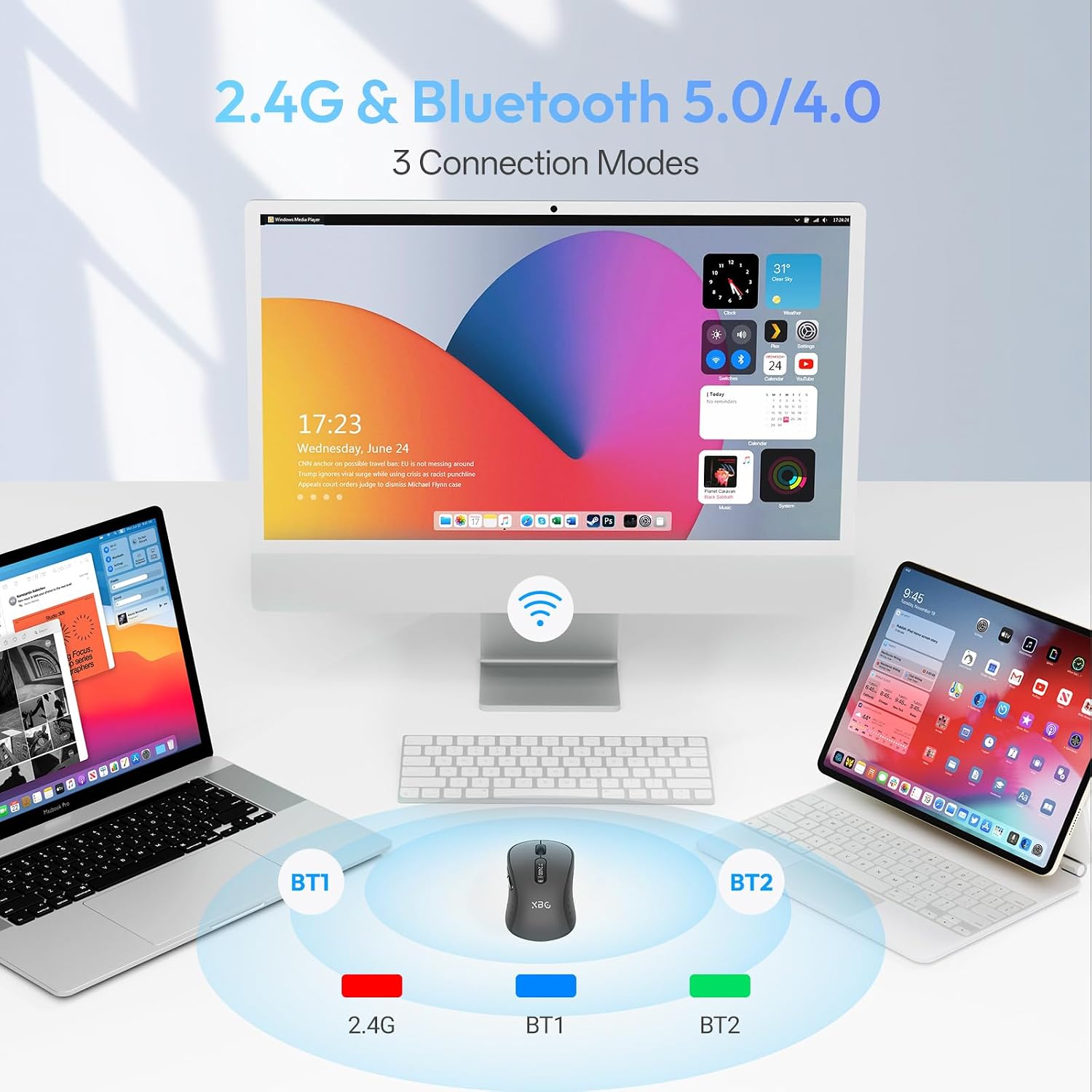 Detalle 2 de XBG B15pro Tri-Mode Wireless Bluetooth Mouse with LED Display, Silent Click, and Type-C Recharge